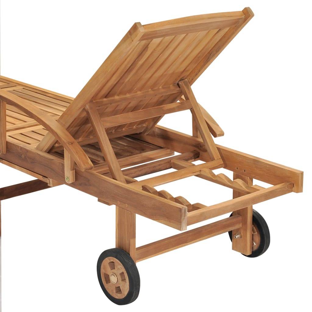 Helloshop26 - Transat chaise longue bain de soleil lit de jardin terrasse meuble d'extérieur bois de teck solide - Imagen 7