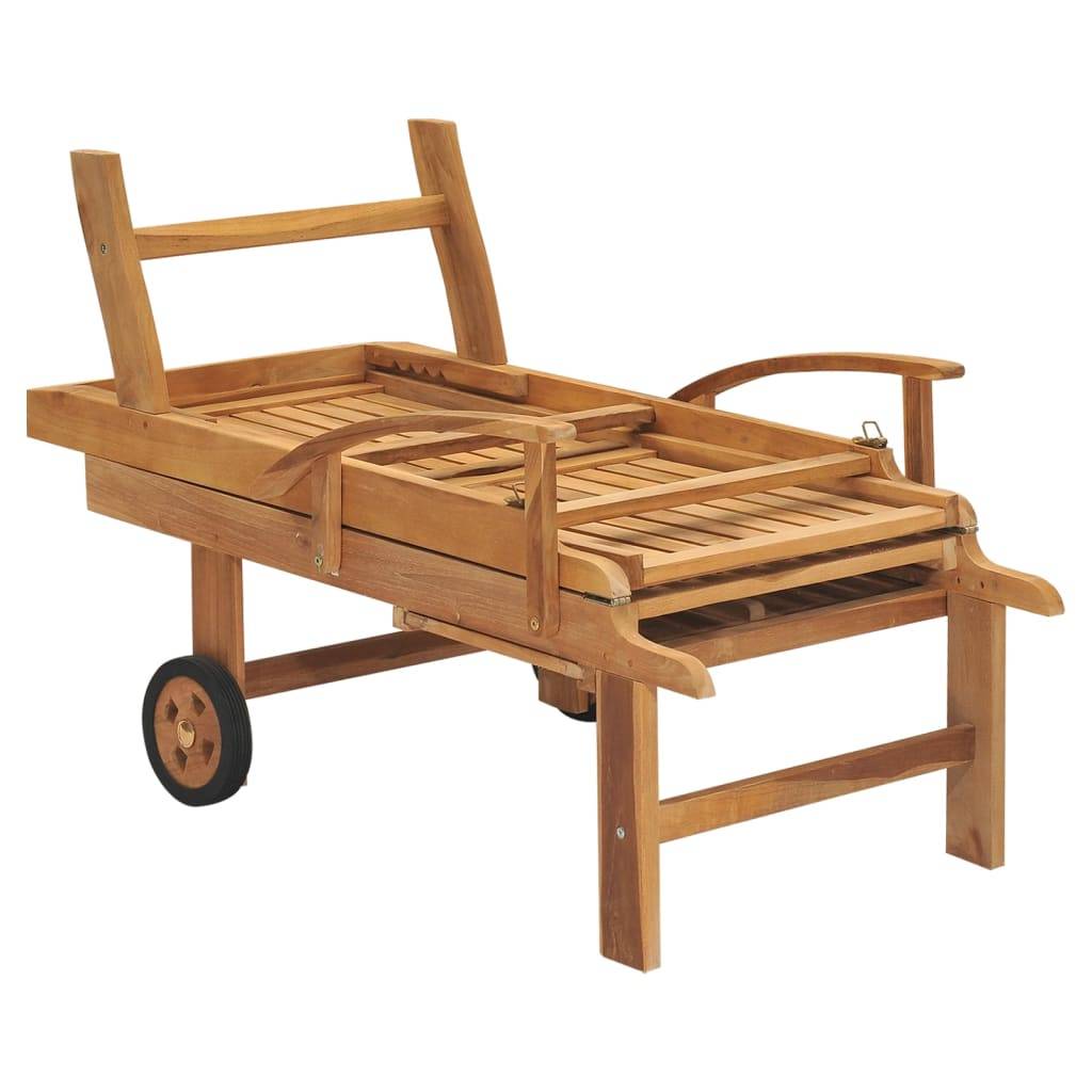 Helloshop26 - Transat chaise longue bain de soleil lit de jardin terrasse meuble d'extérieur bois de teck solide - Imagen 6