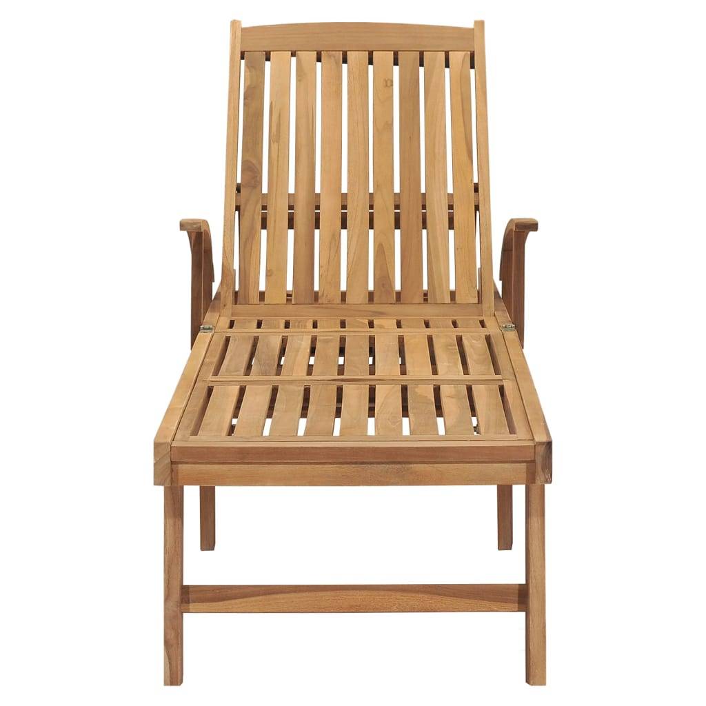 Helloshop26 - Transat chaise longue bain de soleil lit de jardin terrasse meuble d'extérieur bois de teck solide - Imagen 4