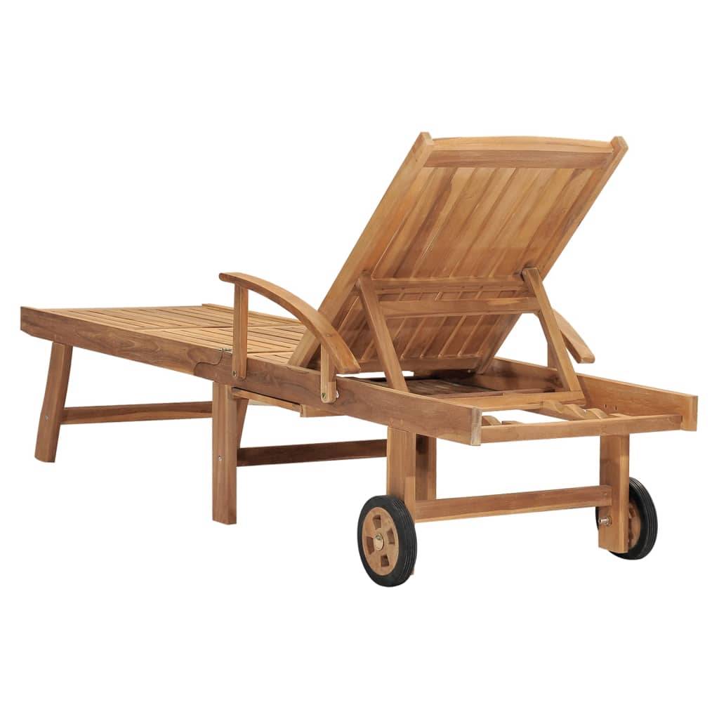 Helloshop26 - Transat chaise longue bain de soleil lit de jardin terrasse meuble d'extérieur bois de teck solide - Imagen 5