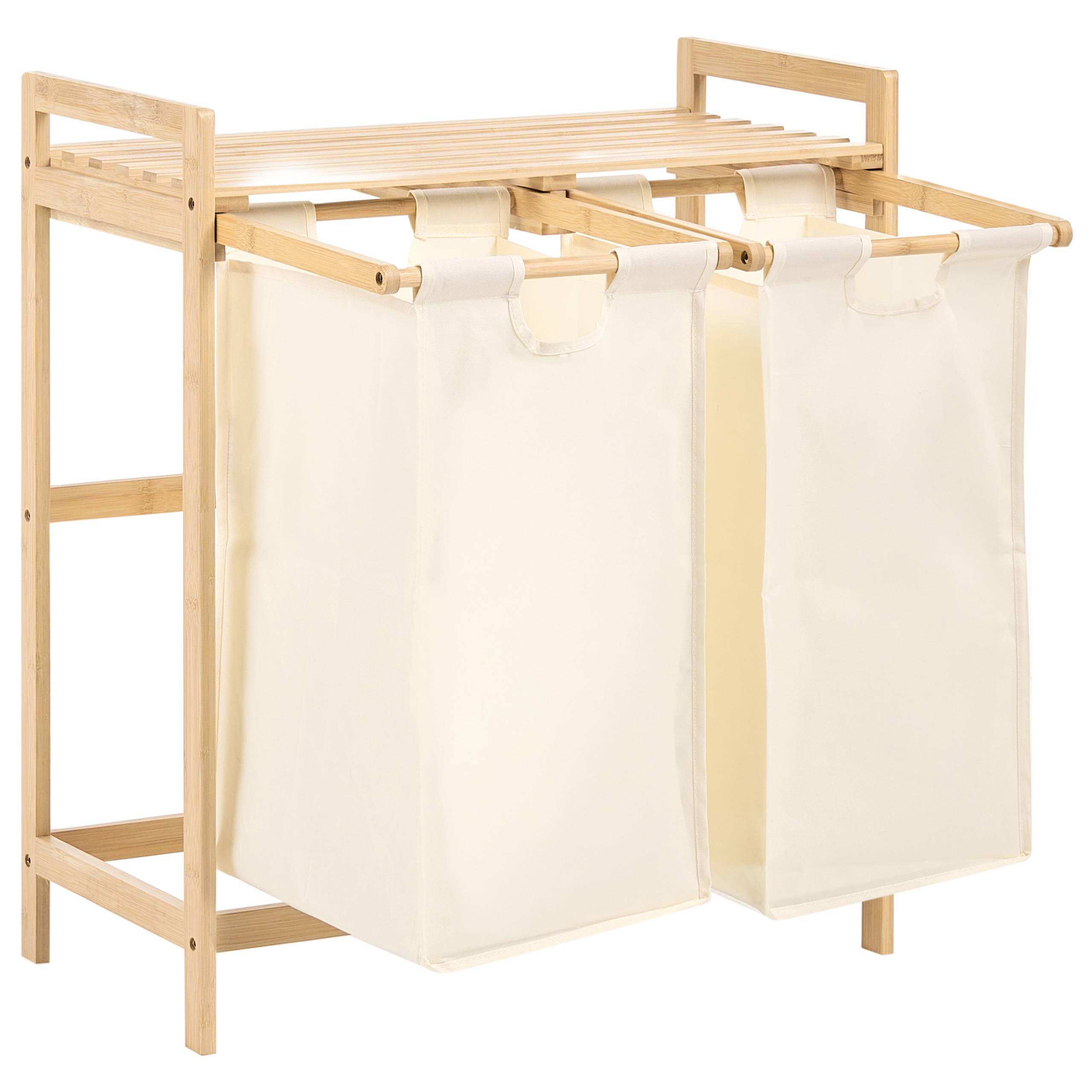 Beliani - Paniers à linge Bambou Marron clair/blanc AZUFRERA - 64x33x73- Beliani - Image 4