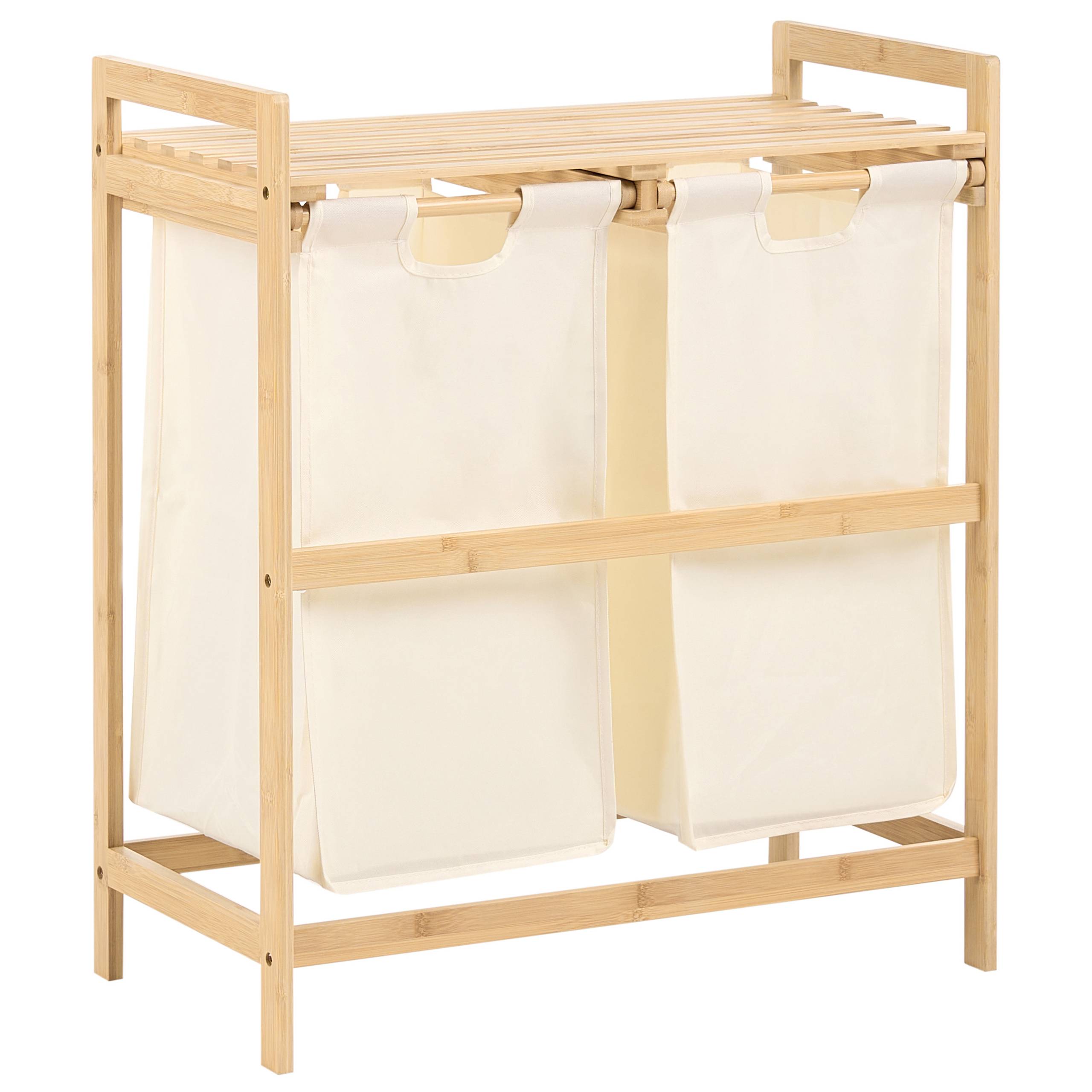 Beliani - Paniers à linge Bambou Marron clair/blanc AZUFRERA - 64x33x73- Beliani - Image 6