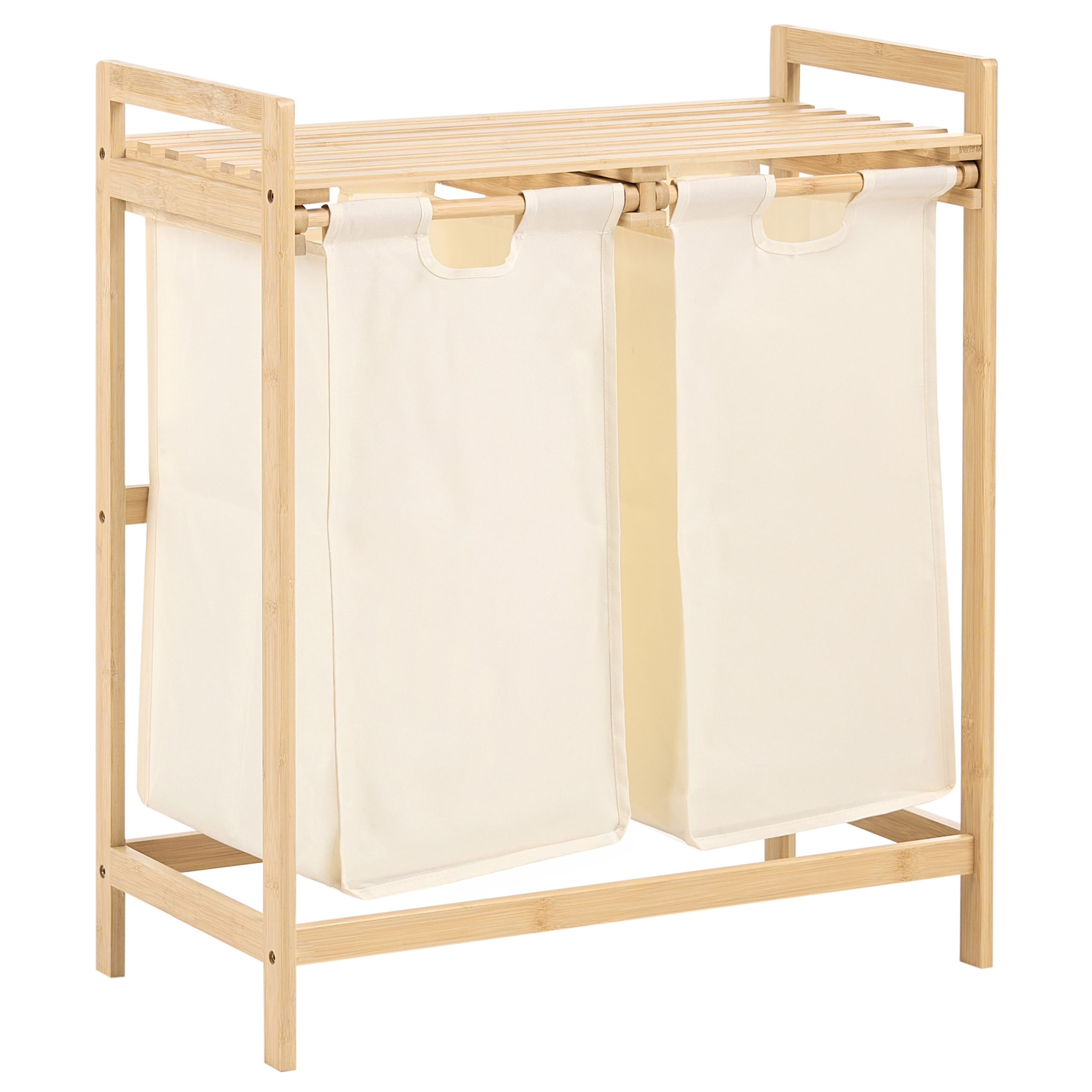 Beliani - Paniers à linge Bambou Marron clair/blanc AZUFRERA - 64x33x73- Beliani - Image 2