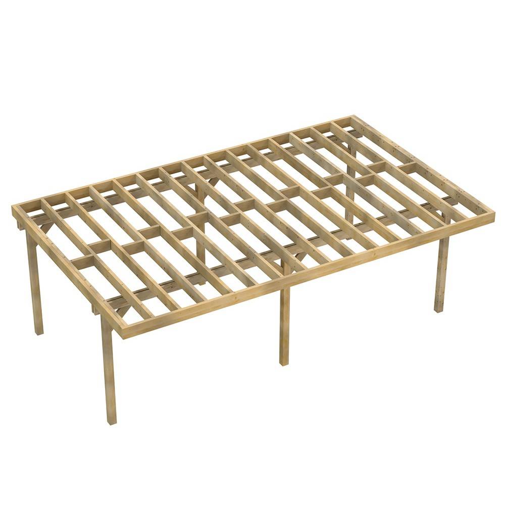 Structure Terrasse Bois Pilotis Autoportée en Kit - 7x4,20m - Solives + Poteaux - Sapin Traité Autoclave - Image 1