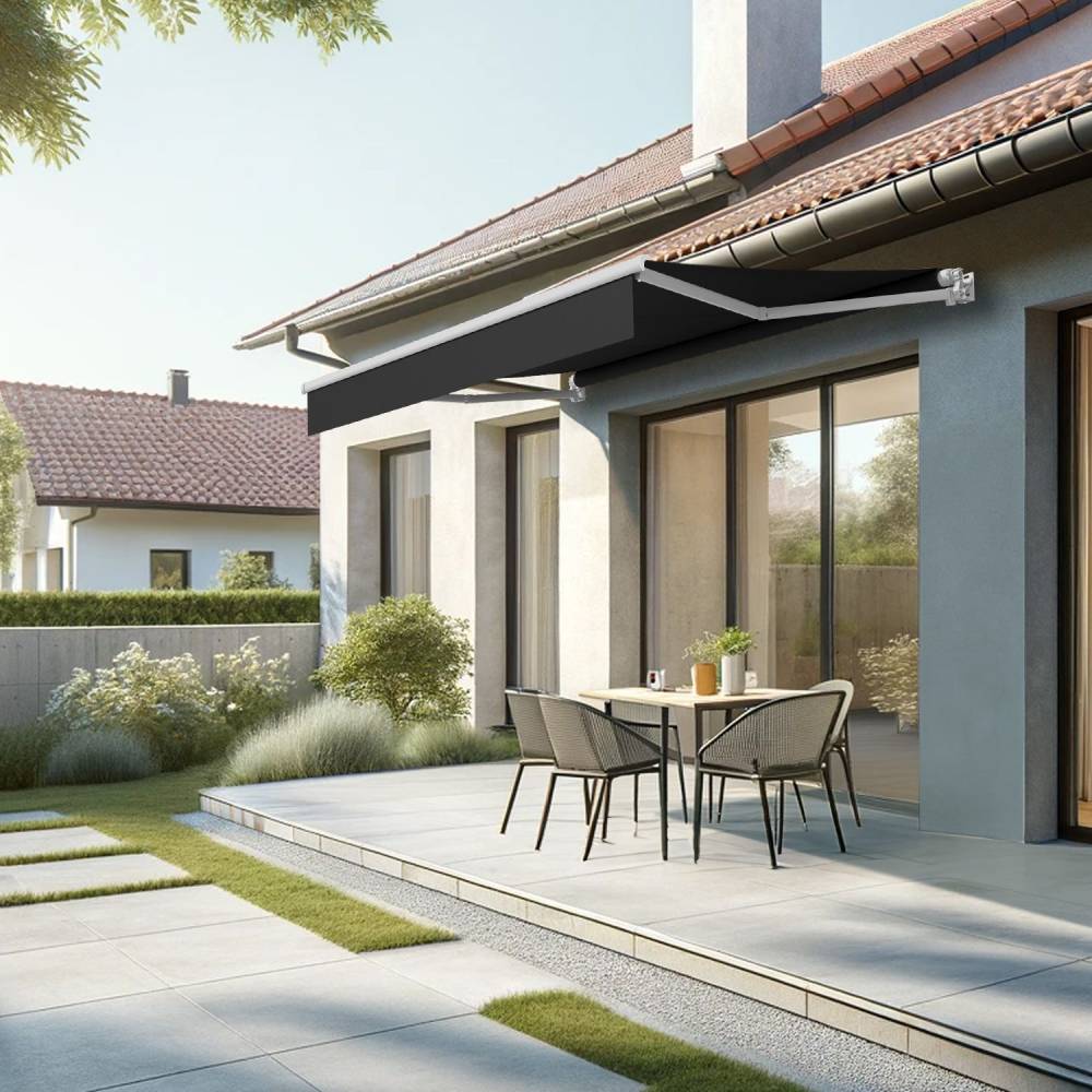 Store banne loggia LOCUS 3,00x2,00m (Manuelle - Noir - Blanc) - Alia Productions - Imagen 1