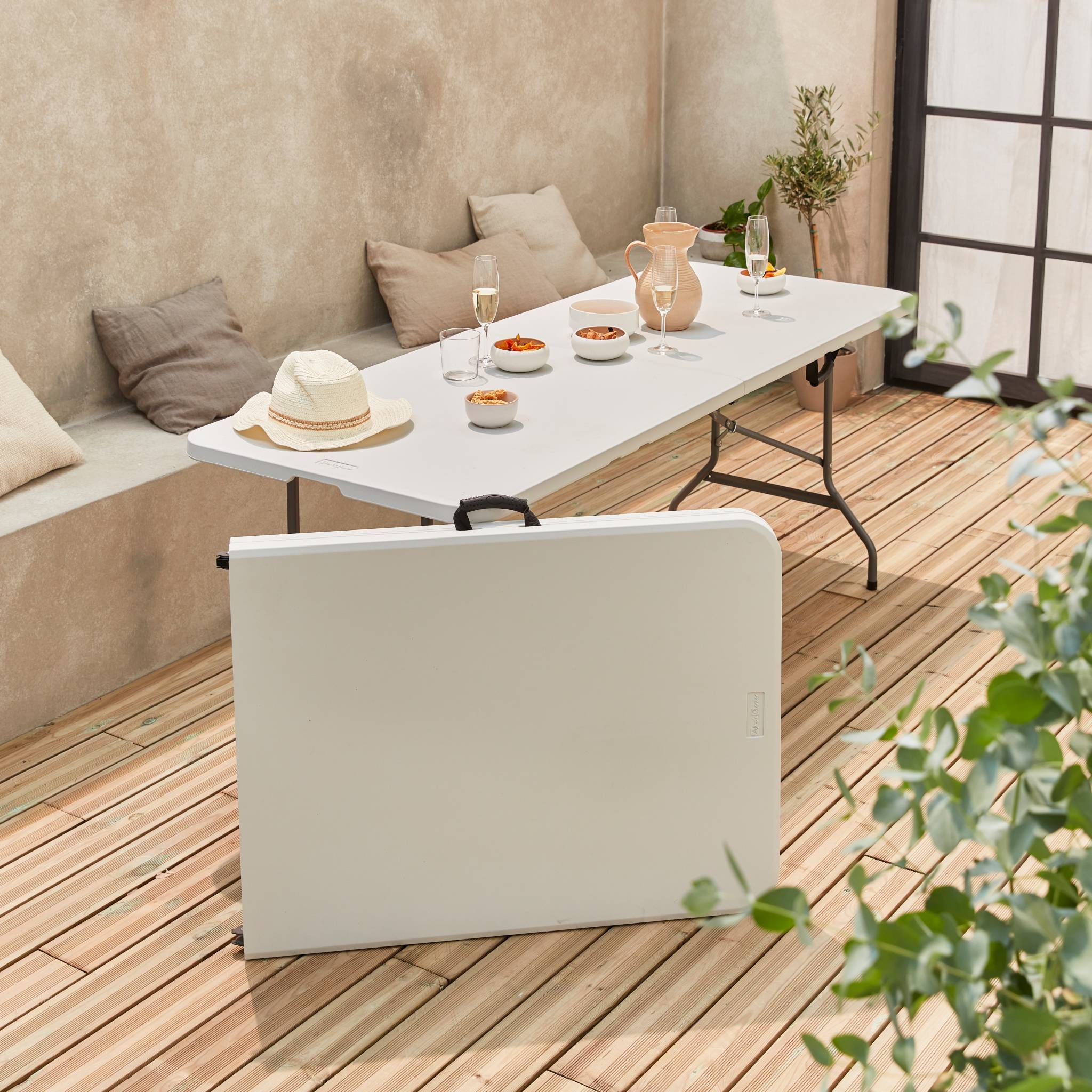 sweeek - Lot de 2 tables de réception. pliables 180cm. table pliante avec poignée de transport. table de camping | sweeek - Image 7