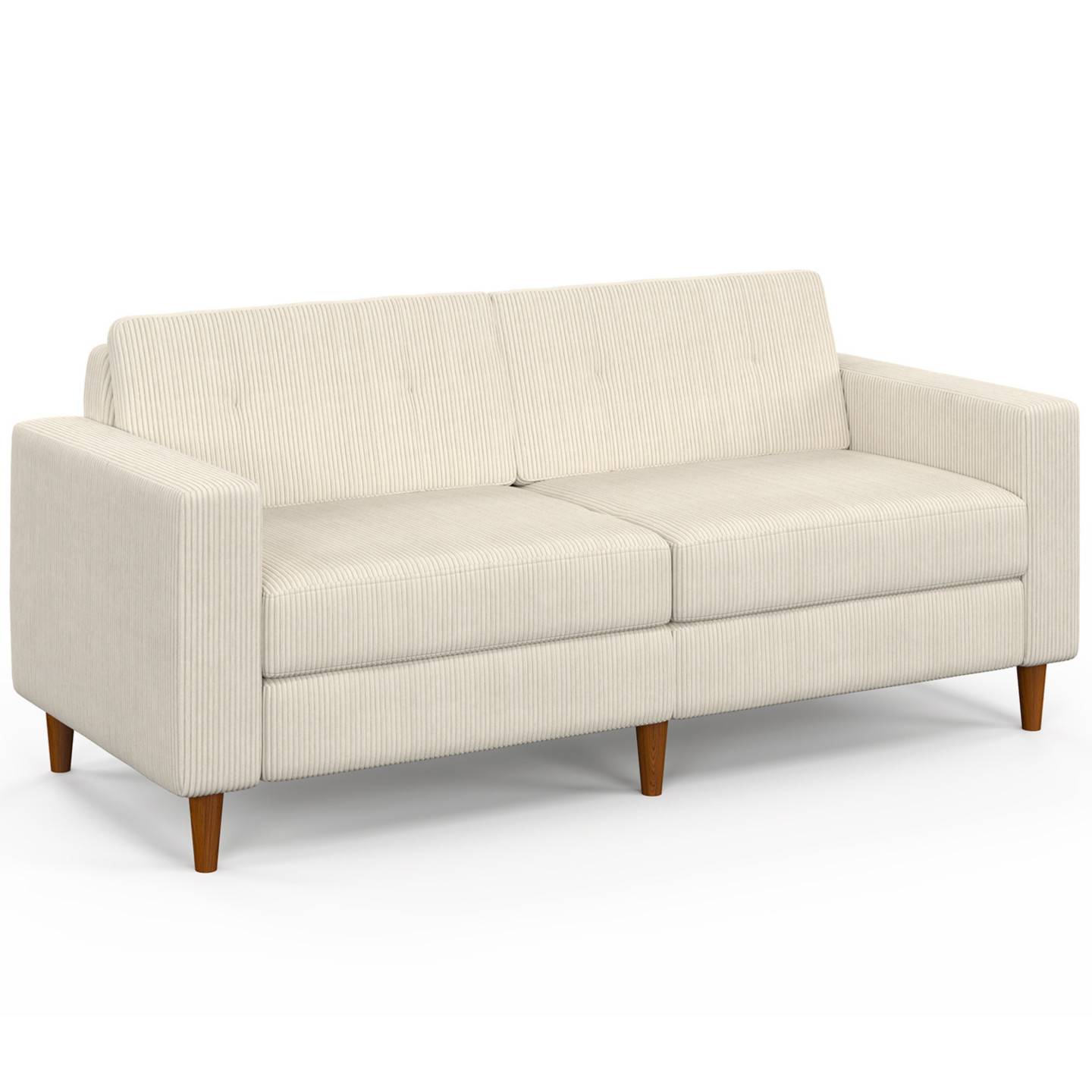 IDMARKET - Canapé droit 3 places CALLIE en velours côtelé beige - Image 2
