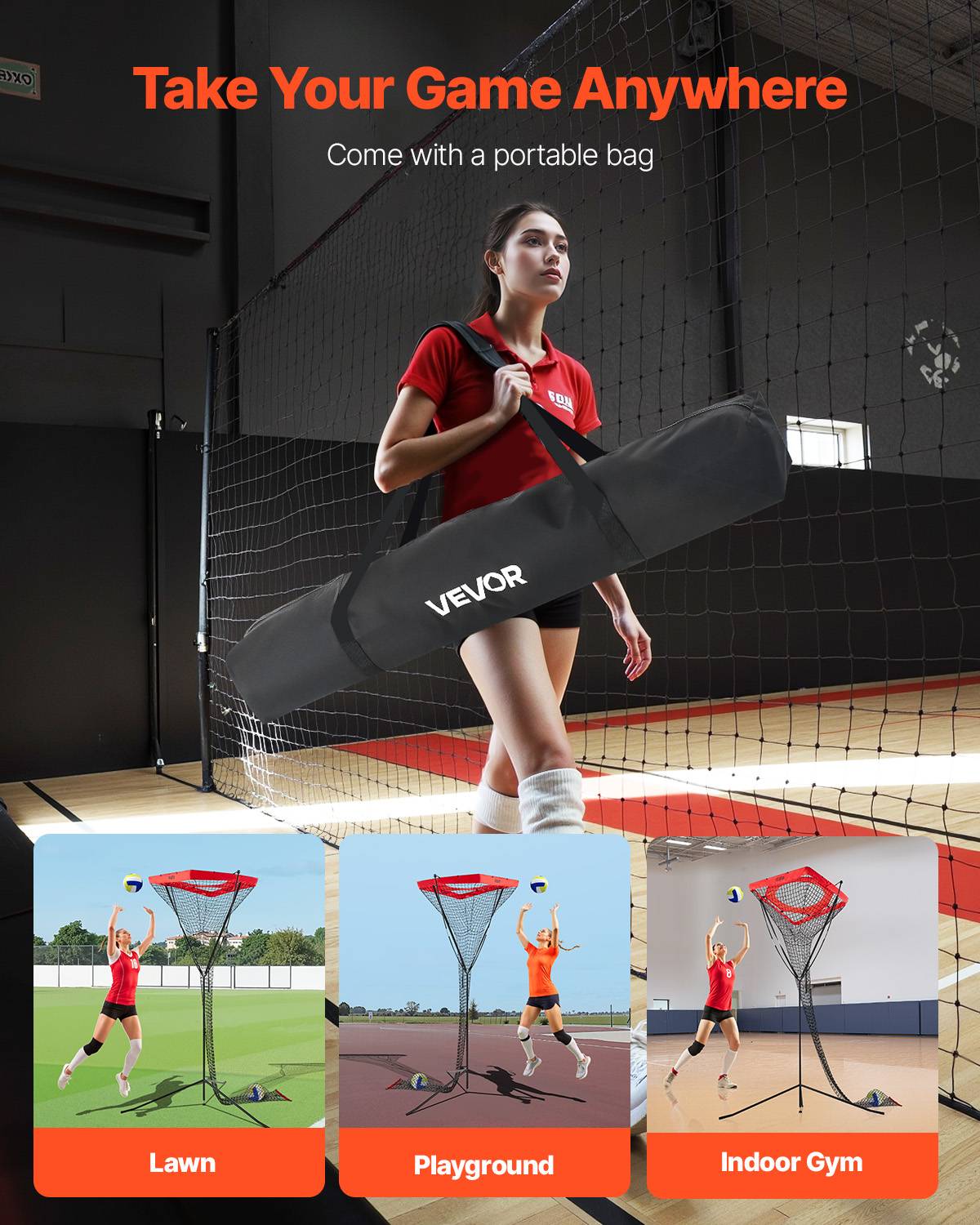 Vevor - VEVOR Filet d'entraînement de volley-ball portable, réglable en hauteur et angle, cadre acier, sac de transport et accessoires inclus. - Image 5