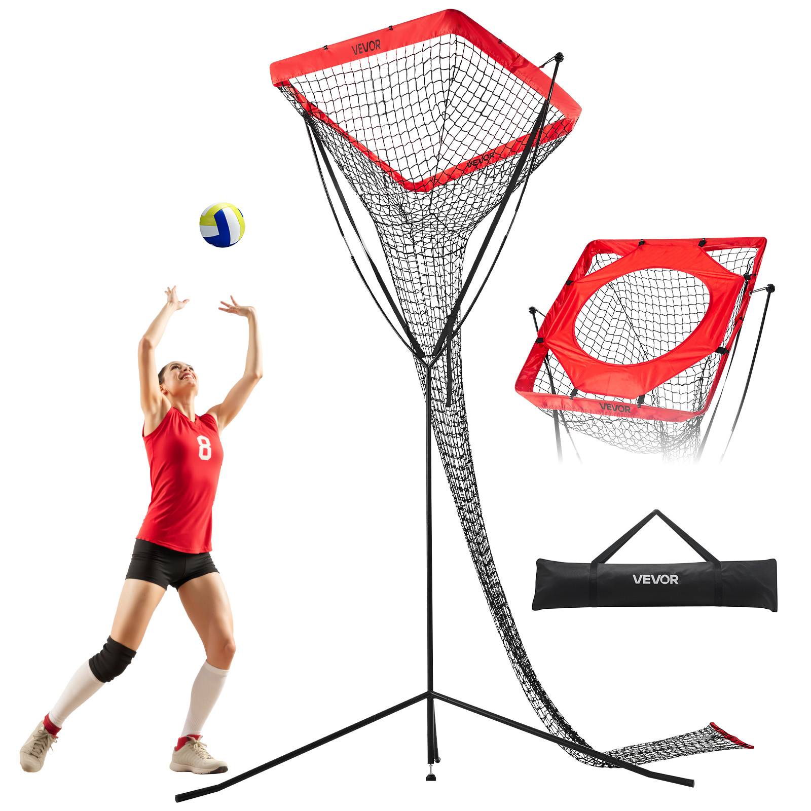 Vevor - VEVOR Filet d'entraînement de volley-ball portable, réglable en hauteur et angle, cadre acier, sac de transport et accessoires inclus.