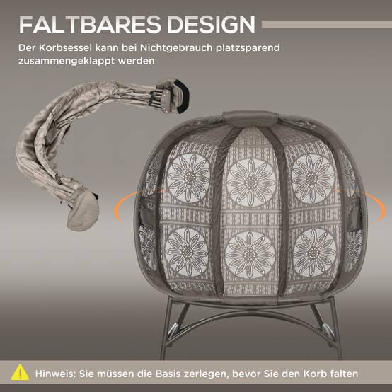 Chaise de jardin 2 places, pliable, grand coussin d'assise, structure en acier, coloris sable, 126 x 90 x 142 cm - Image 8