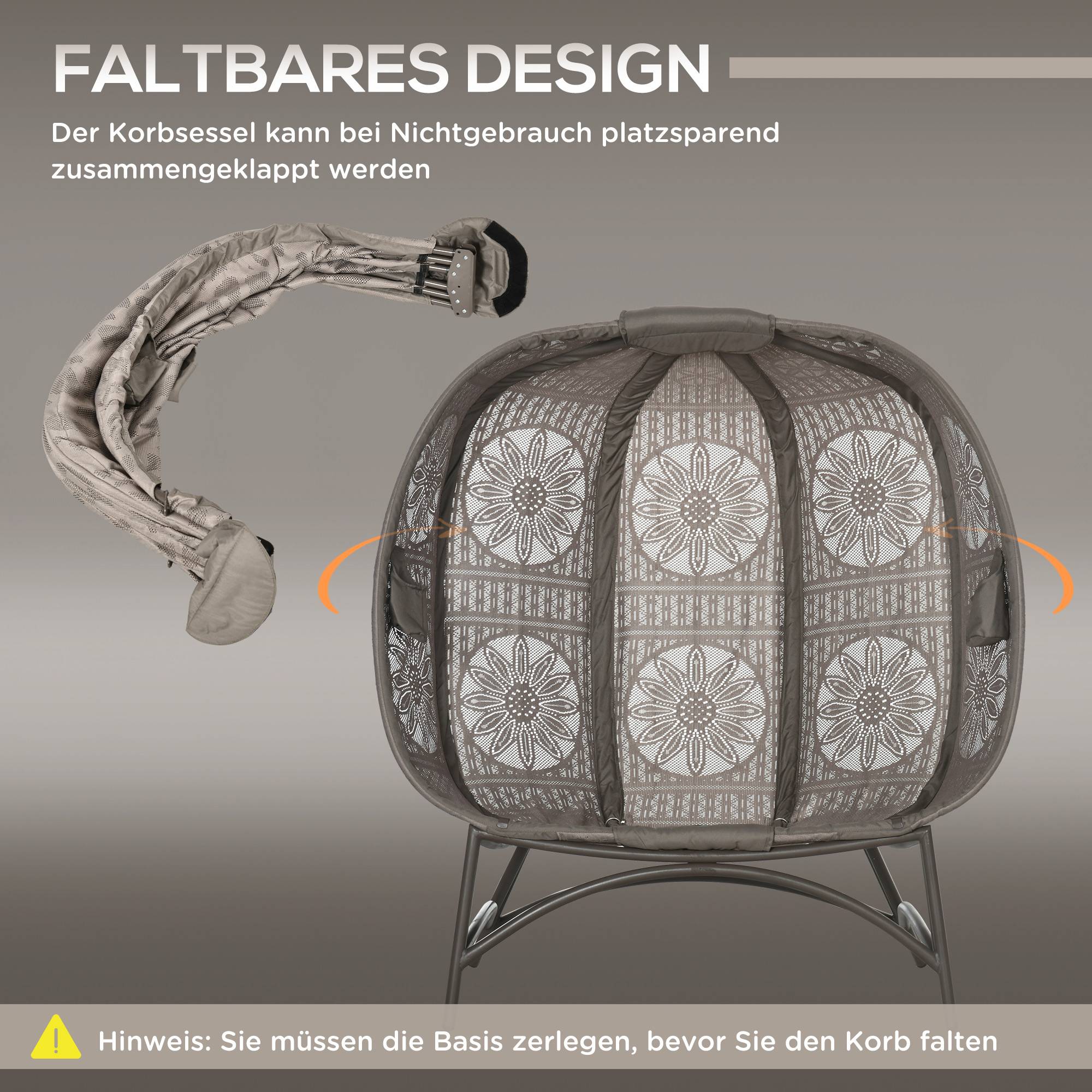Chaise de jardin 2 places, pliable, grand coussin d'assise, structure en acier, coloris sable, 126 x 90 x 142 cm - Image 8