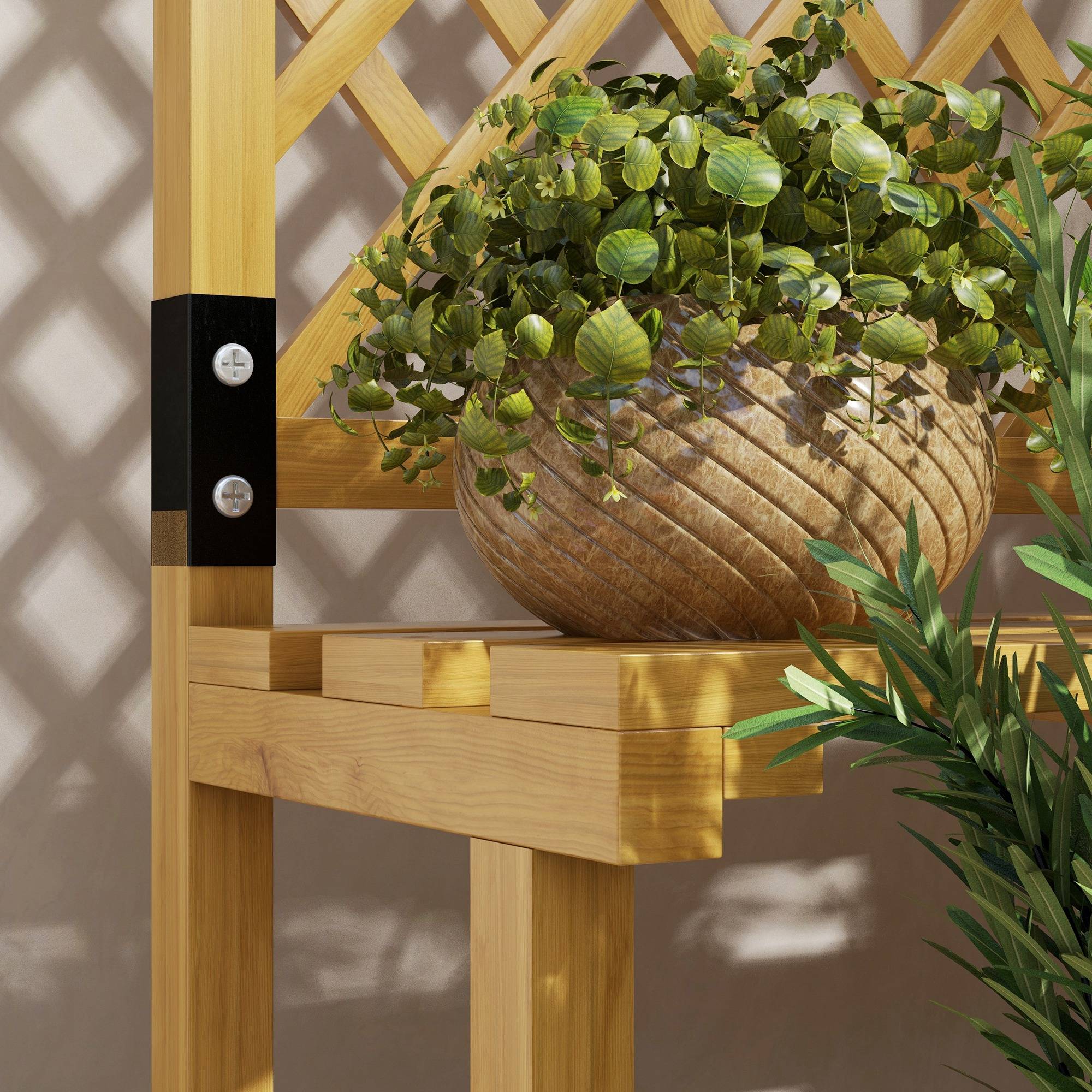 Support à plantes bois jaune 60 x 50 x 166 cm - PANGIVO - Image 10