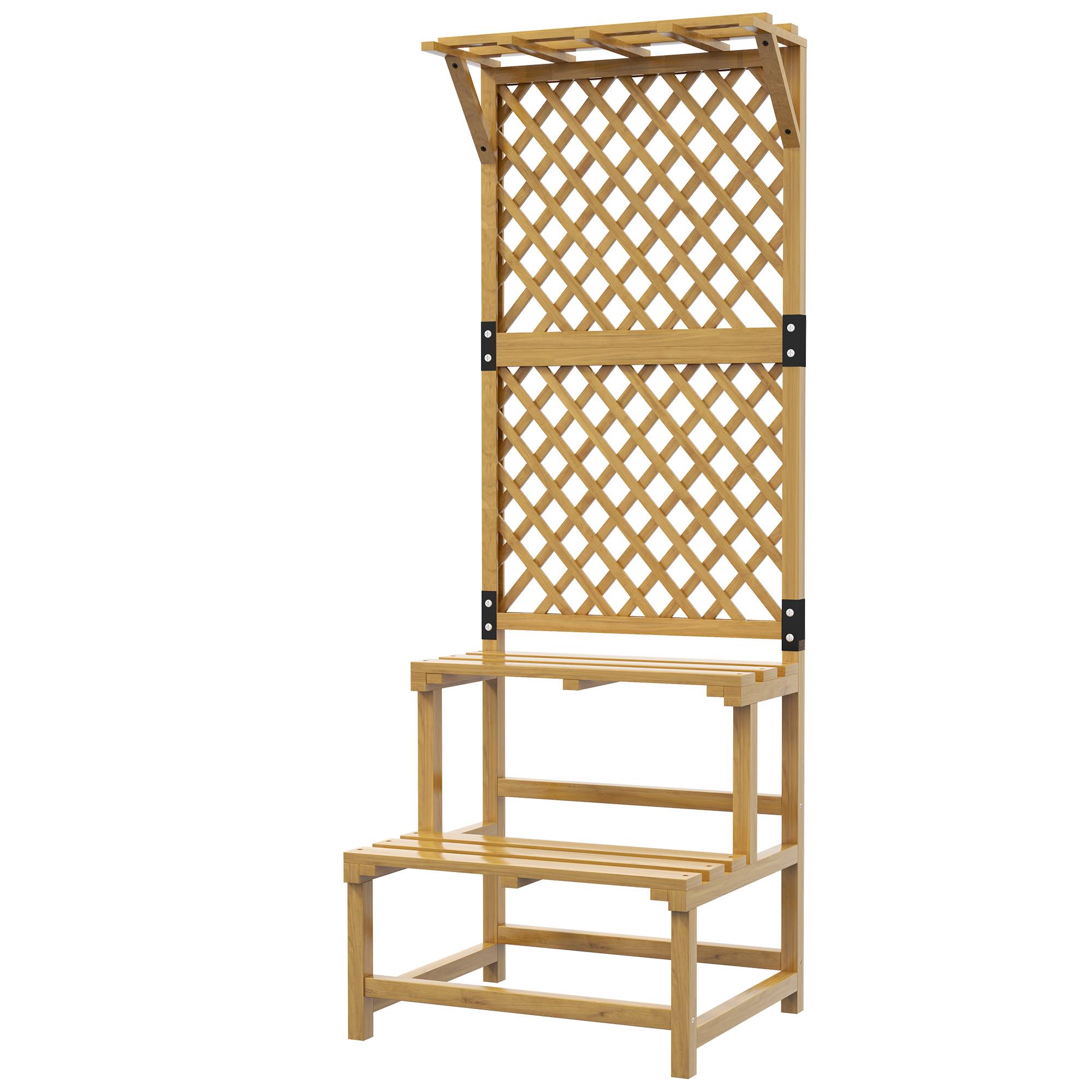 Support à plantes bois jaune 60 x 50 x 166 cm - PANGIVO - Image 2