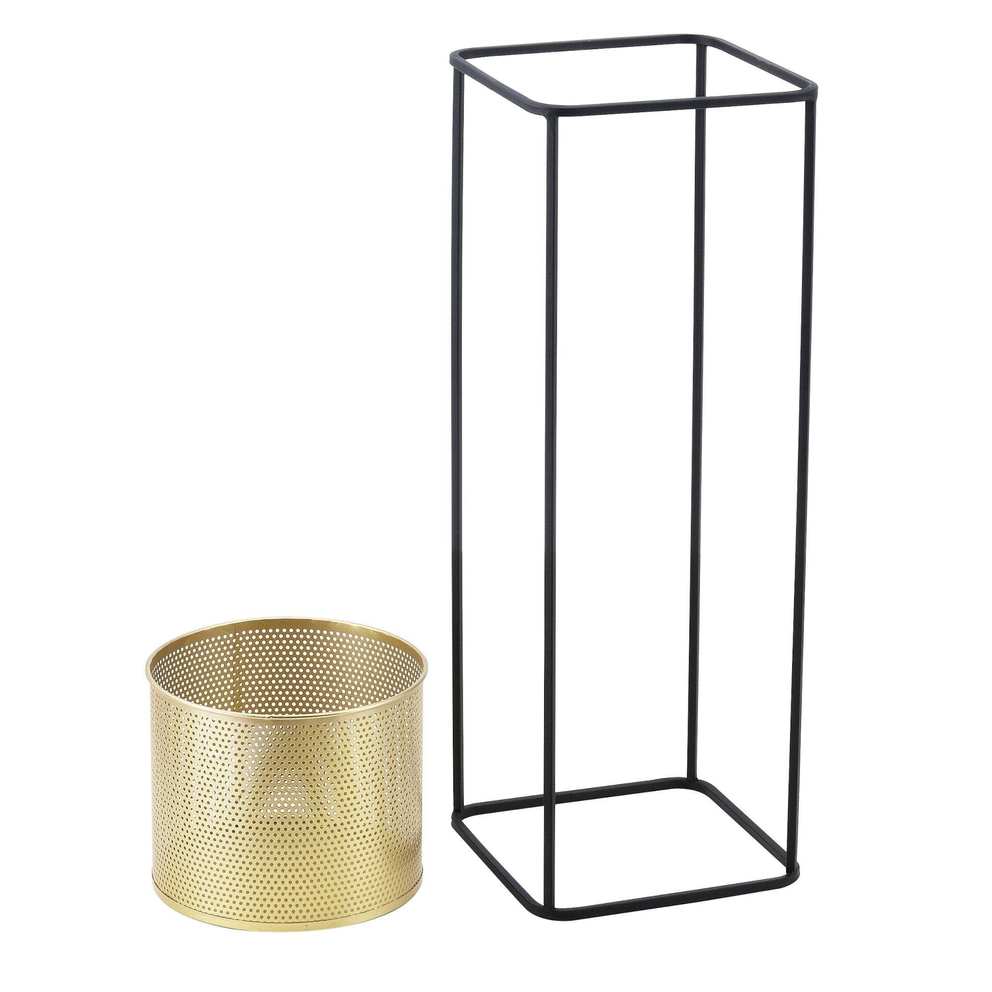 Helloshop26 - Lot de 2 supports de plante set cache-pot pot de fleur bac à fleurs vase métal tailles différentes noir doré - Imagen 2