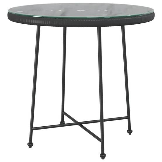 Salon de Jardin 4 Personnes Résine Tressée Table Ronde 80cm Verre Noir – ComfortXL Outdoor Living - Image 8