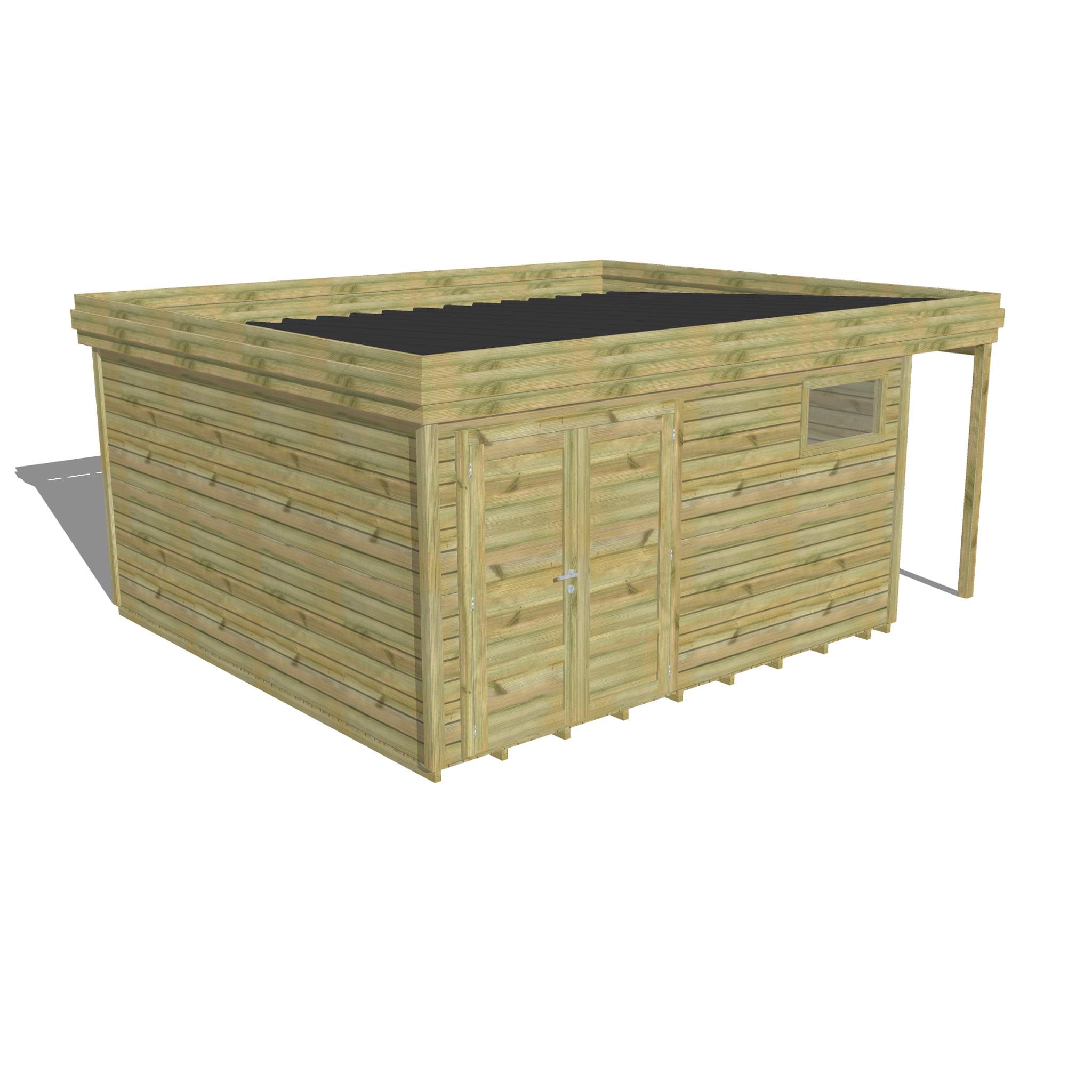 ABRI DE JARDIN bois  autoclave 27mm - 5,34x4,34m / 23m2 - Bac acier - Plancher bois - Image 1