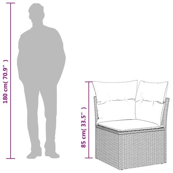 Canapé d'angle de jardin | Canapé D'extérieur | Sofa De Jardin et coussins gris clair résine tressée Maison Chic - Image 8