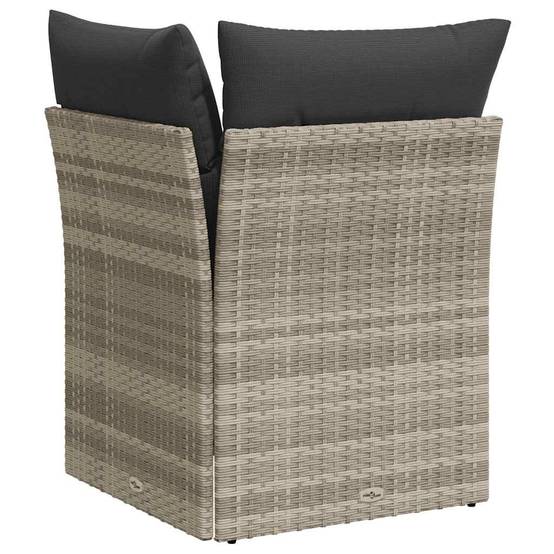 Canapé d'angle de jardin | Canapé D'extérieur | Sofa De Jardin et coussins gris clair résine tressée Maison Chic - Image 6