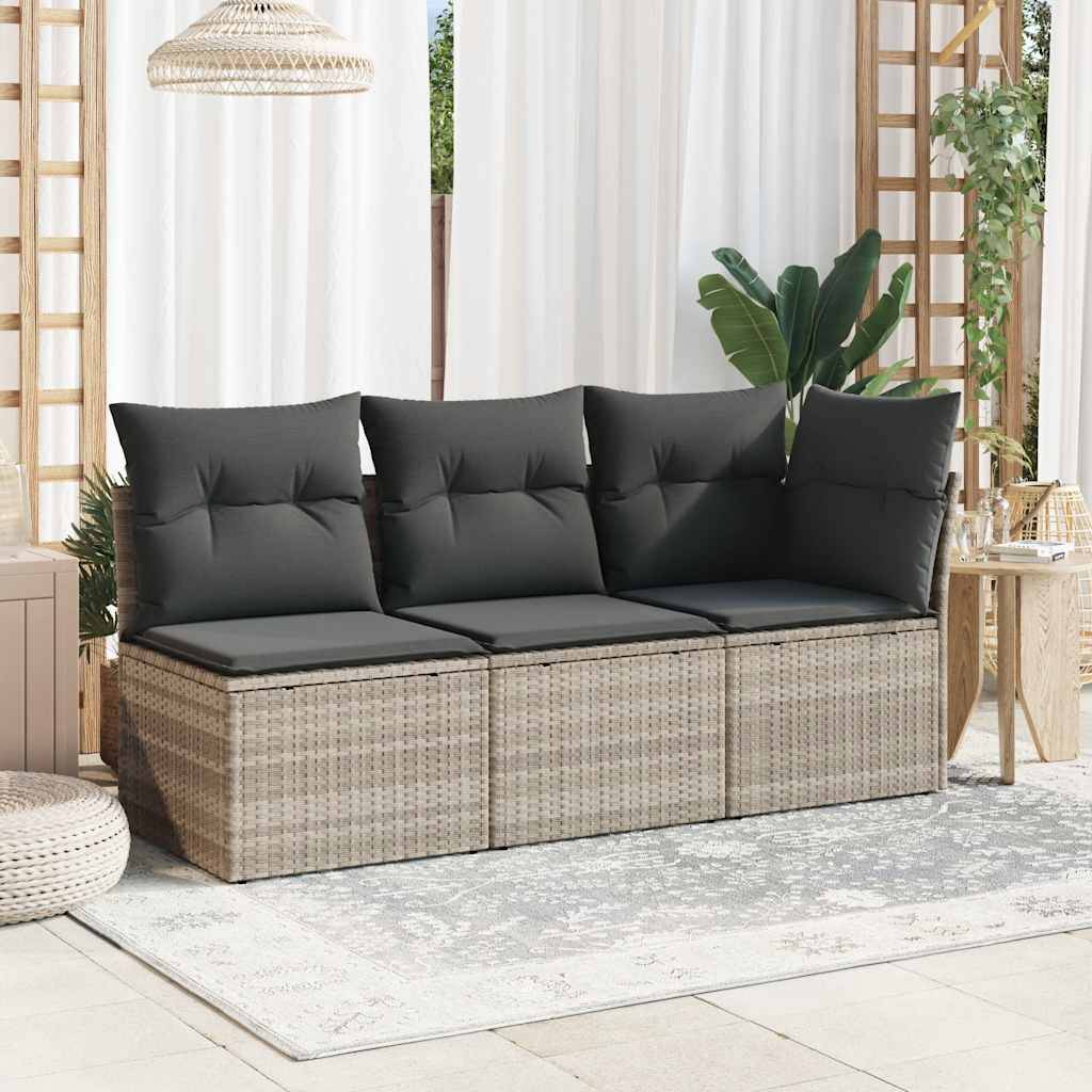 Canapé d'angle de jardin | Canapé D'extérieur | Sofa De Jardin et coussins gris clair résine tressée Maison Chic - Image 3