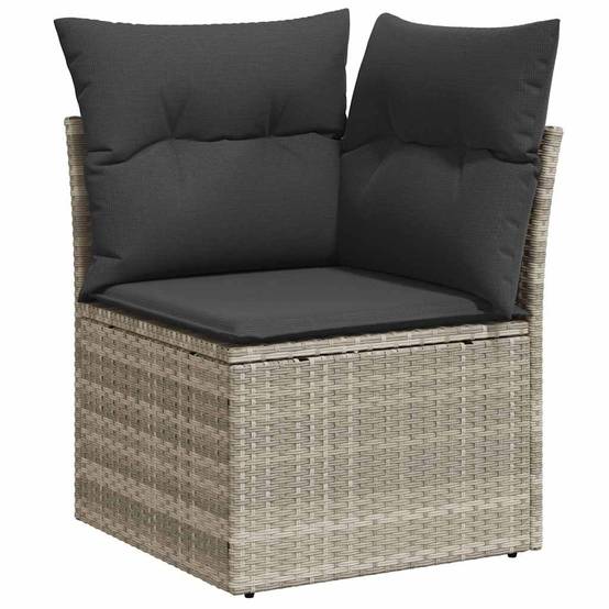 Canapé d'angle de jardin | Canapé D'extérieur | Sofa De Jardin et coussins gris clair résine tressée Maison Chic - Image 1