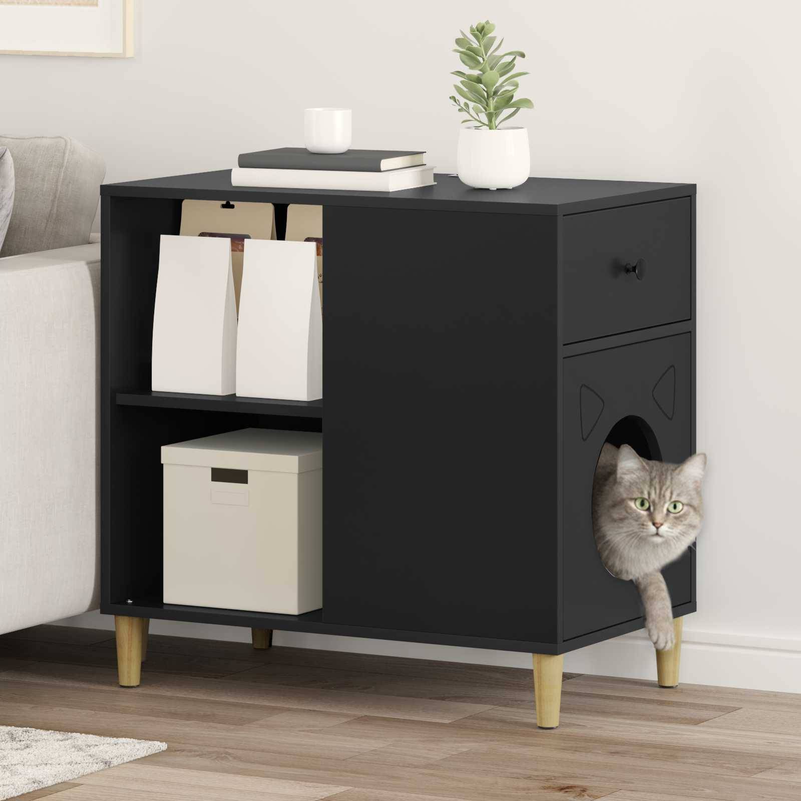 Vidaxl - Maison pour chat Noir 72 x 42.5 x 70 cm Bois d'ingénierie vidaXL 8000681 - Image 1