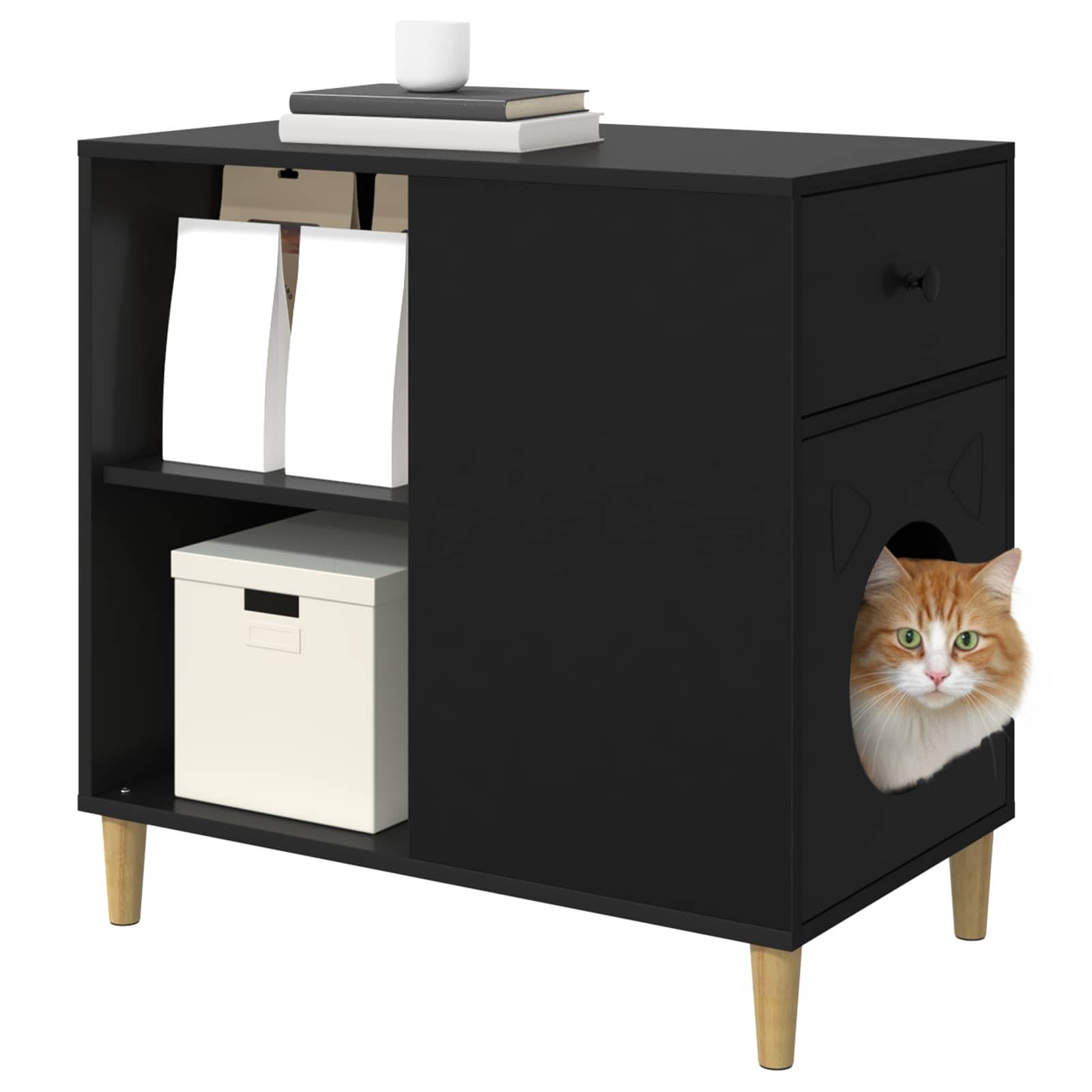 Vidaxl - Maison pour chat Noir 72 x 42.5 x 70 cm Bois d'ingénierie vidaXL 8000681 - Image 4
