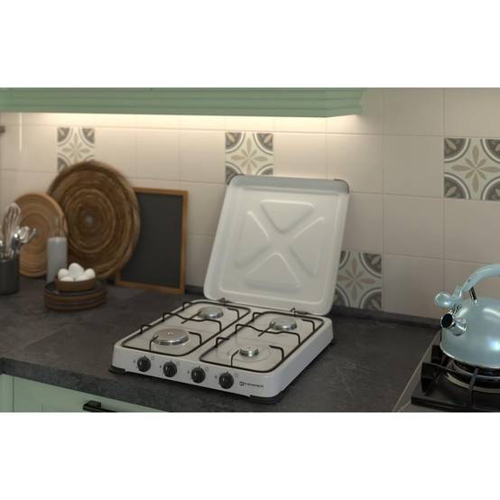 Plaque de Cuisson gaz 4 feux portable 4650W - Réchaud gaz butane propane couvercle grille amovibles Cuisine Extérieure KEMPER - Imagen 5