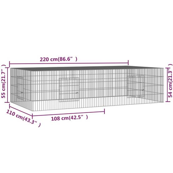 Cage à lapin - Cage extérieur/intérieur 2 panneaux 220x110x55 cm Fer galvanisé - Image 7