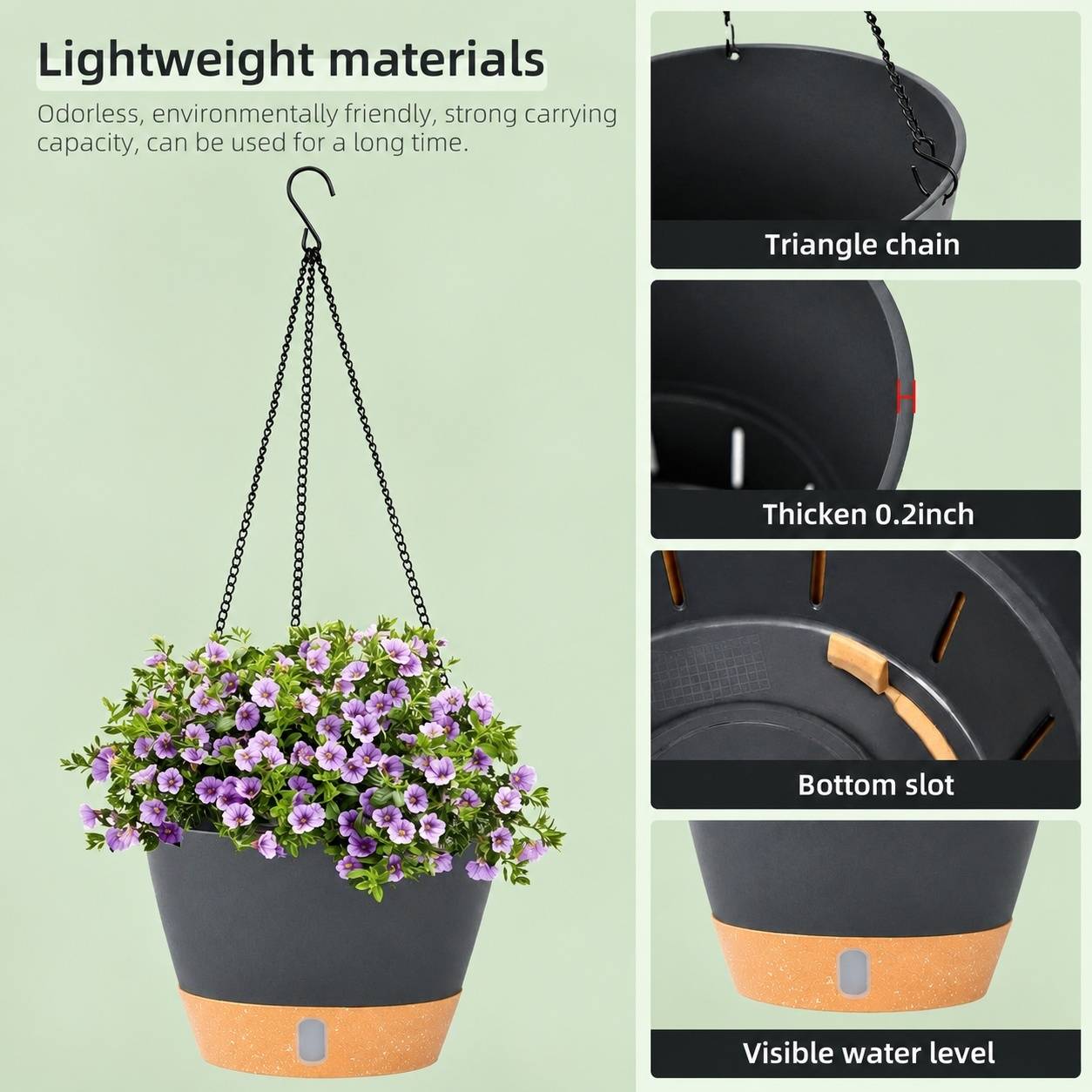 Lot de 2 Cachets Suspendus Design Minimaliste Pour Plantes Intérieur Extérieur Économiseur d Espace - Image 5