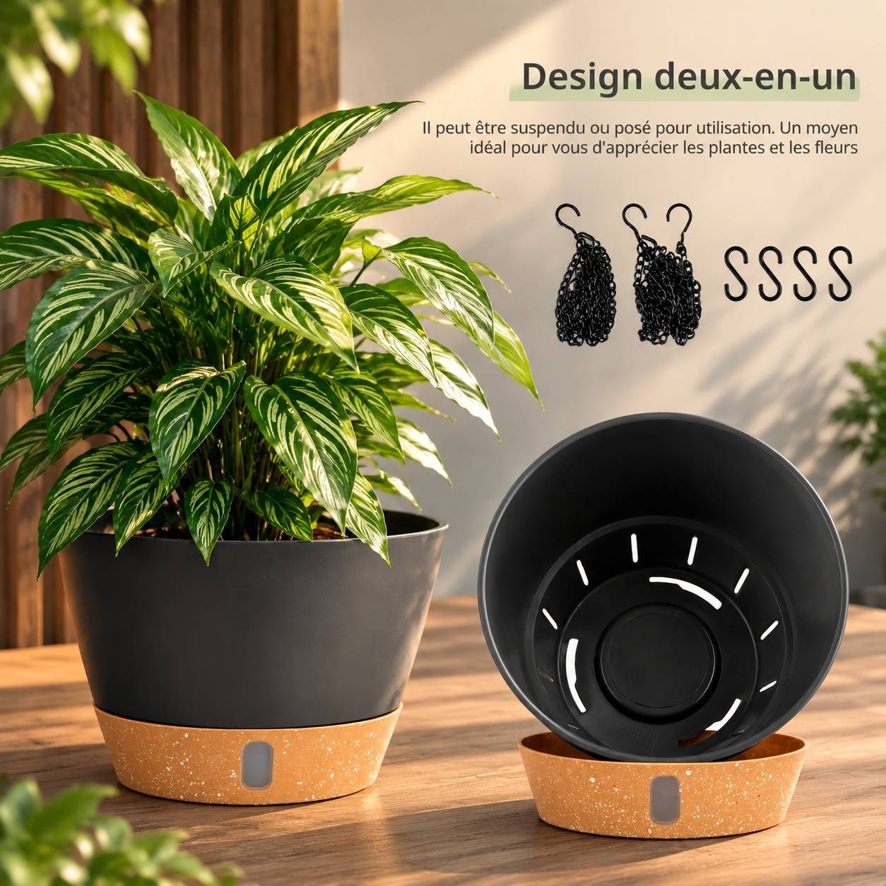 Lot de 2 Cachets Suspendus Design Minimaliste Pour Plantes Intérieur Extérieur Économiseur d Espace - Image 6