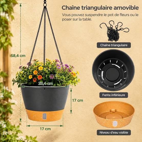 Lot de 2 Cachets Suspendus Design Minimaliste Pour Plantes Intérieur Extérieur Économiseur d Espace - Image 2