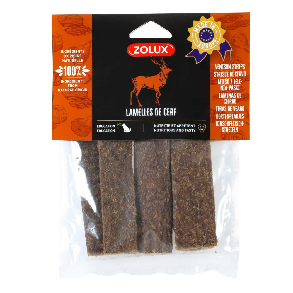 Zolux - Friandises 5 lamelles de Cerf 100 g pour chien - Imagen 1