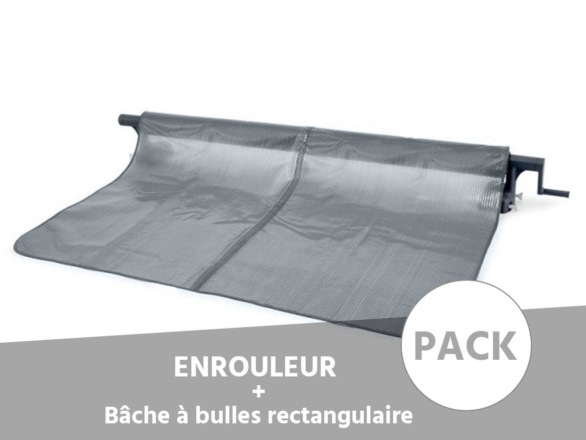 Enrouleur + Bâche à bulles pour piscine tubulaire rectangulaire 7,32 x 3,66 m - Intex - Image 2