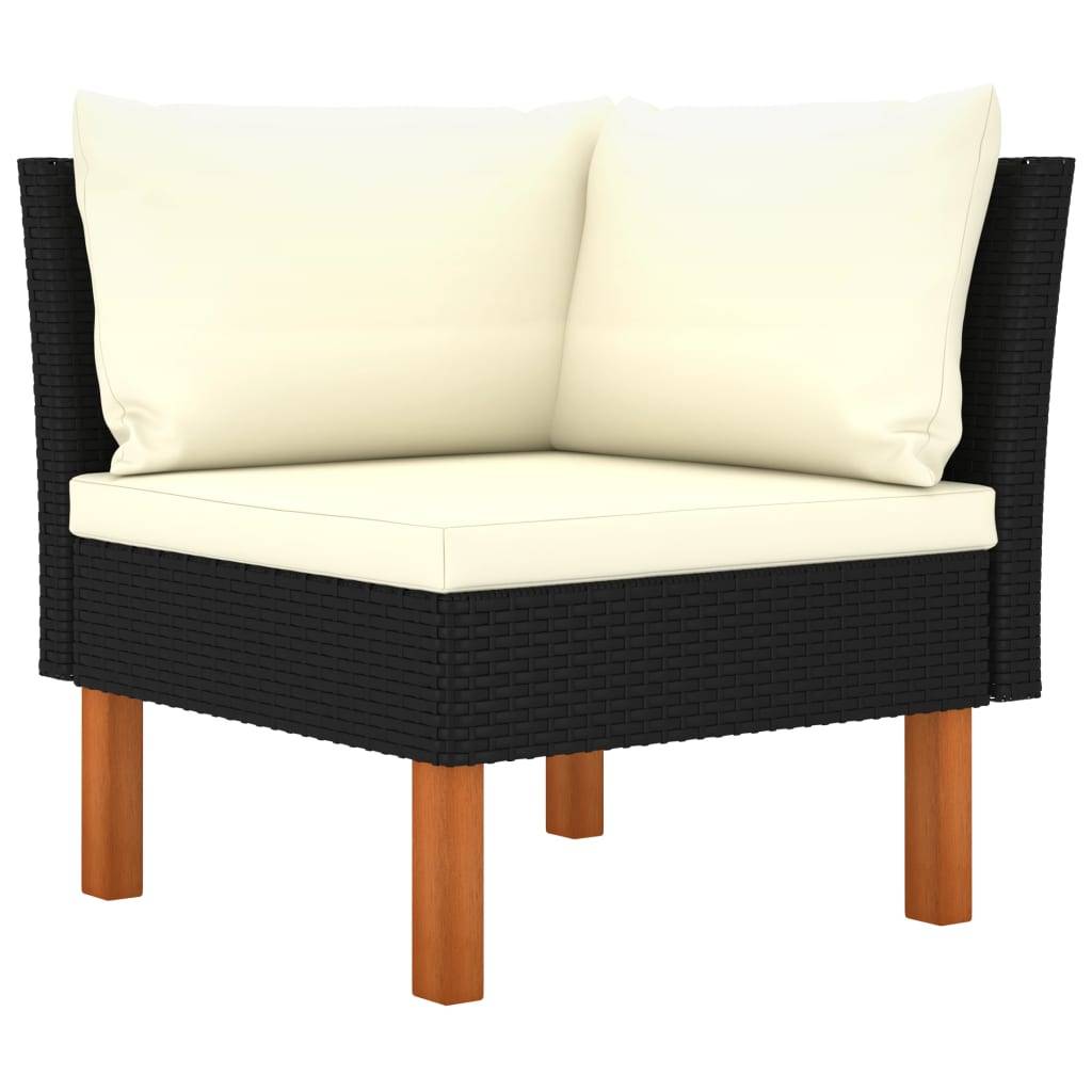 Helloshop26 - Salon de jardin meuble d'extérieur ensemble de mobilier 6 pièces avec coussins résine tressée noir - Imagen 2