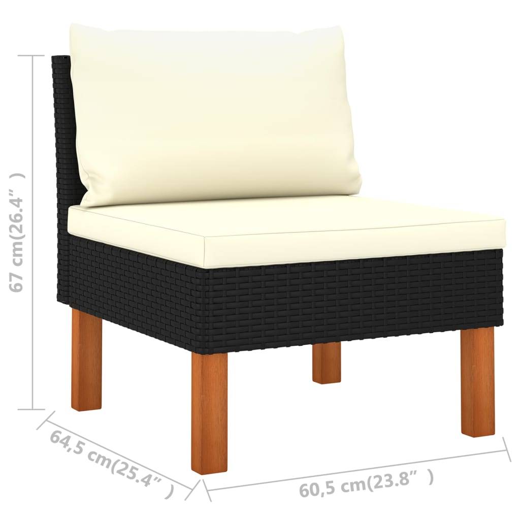 Helloshop26 - Salon de jardin meuble d'extérieur ensemble de mobilier 6 pièces avec coussins résine tressée noir - Imagen 6