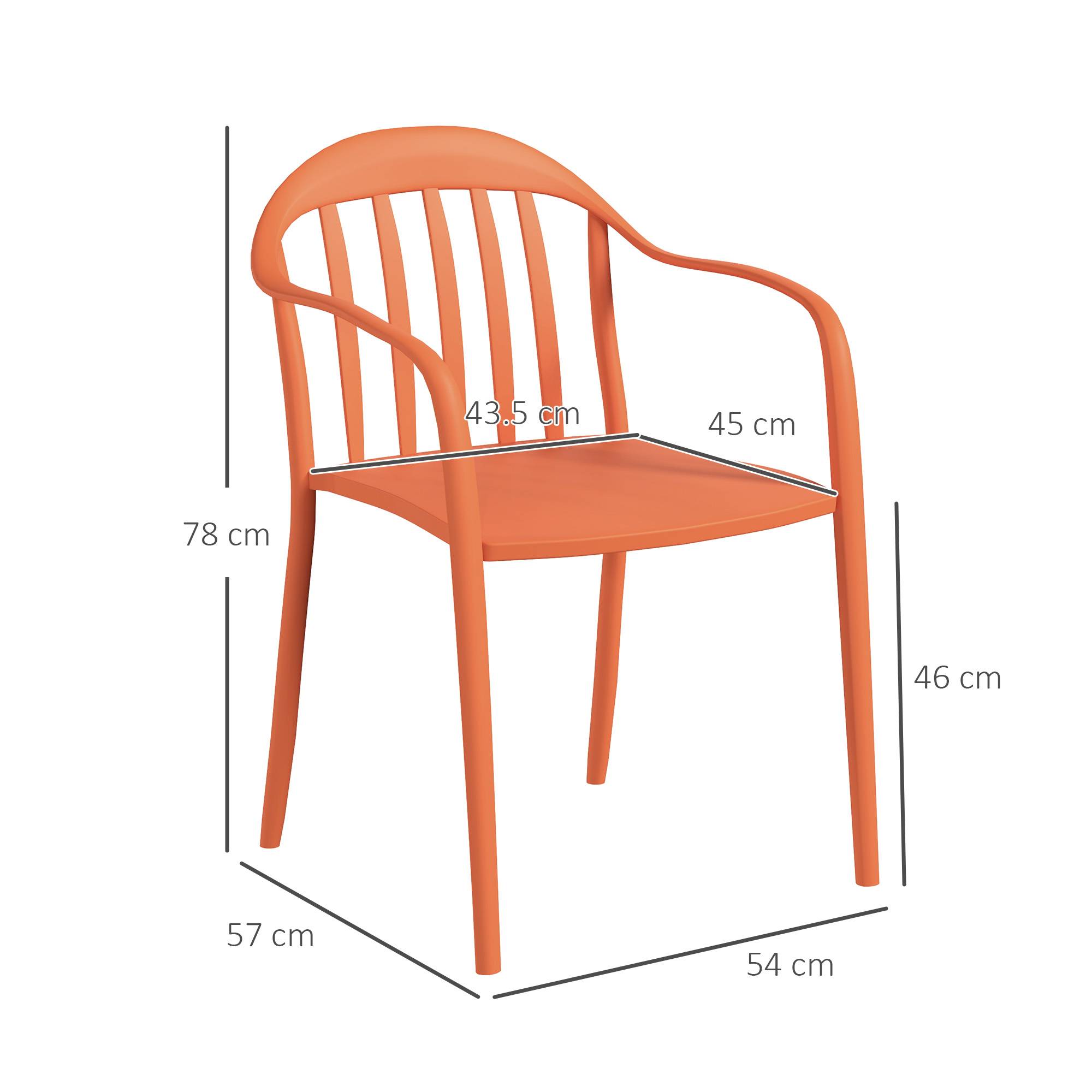 Lot de 4 chaises de jardin en plastique empilables avec accoudoirs, capacité 120 kg, meubles extérieurs pratiques - Image 3