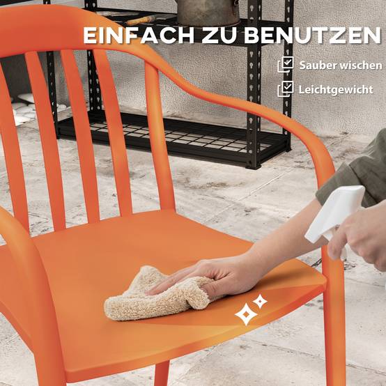 Lot de 4 chaises de jardin en plastique empilables avec accoudoirs, capacité 120 kg, meubles extérieurs pratiques - Image 6