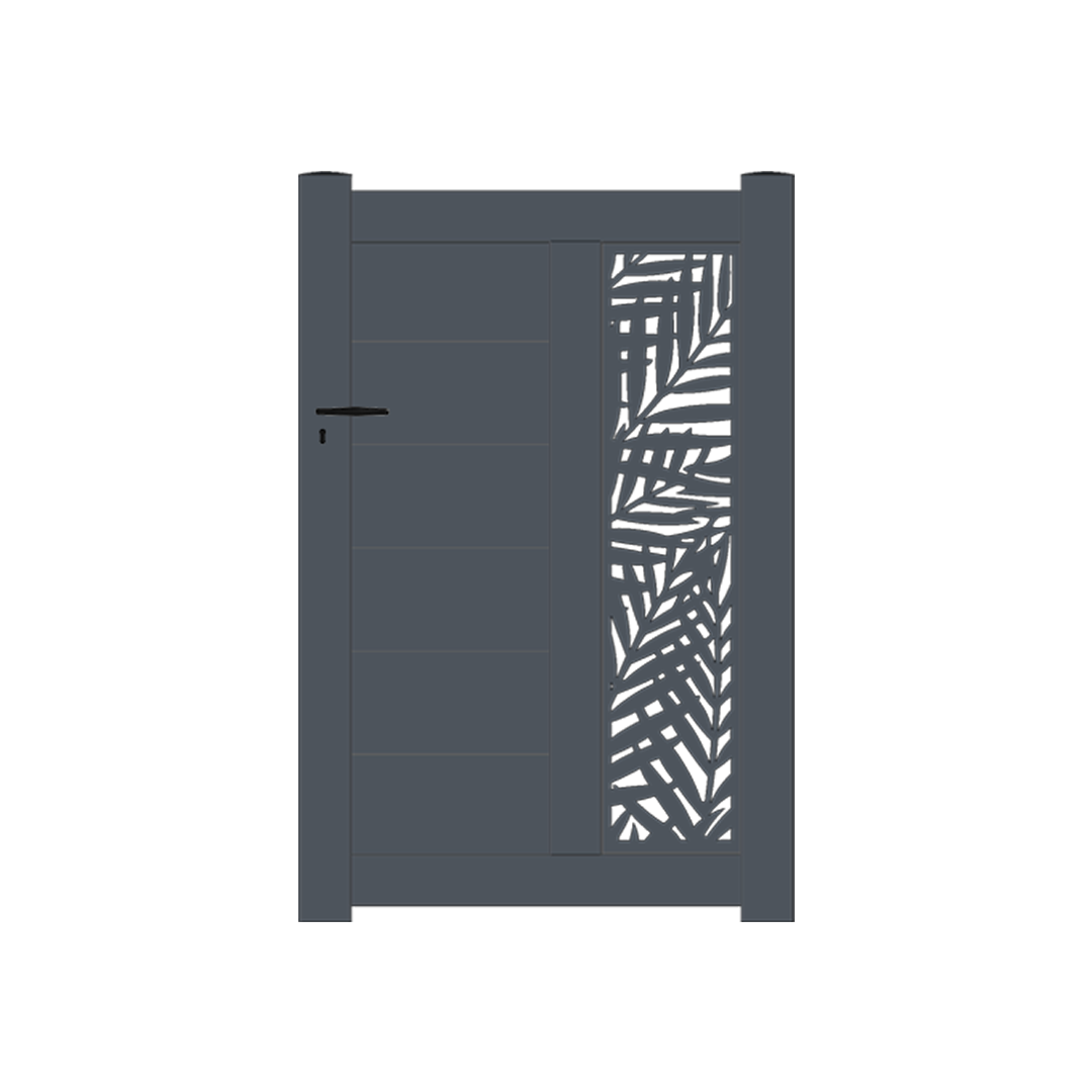 Portail Packit - Portillon alu découpe laser en kit dim. L.1000 (entre piliers) x H.1500 mm  Gris (RAL 7016)