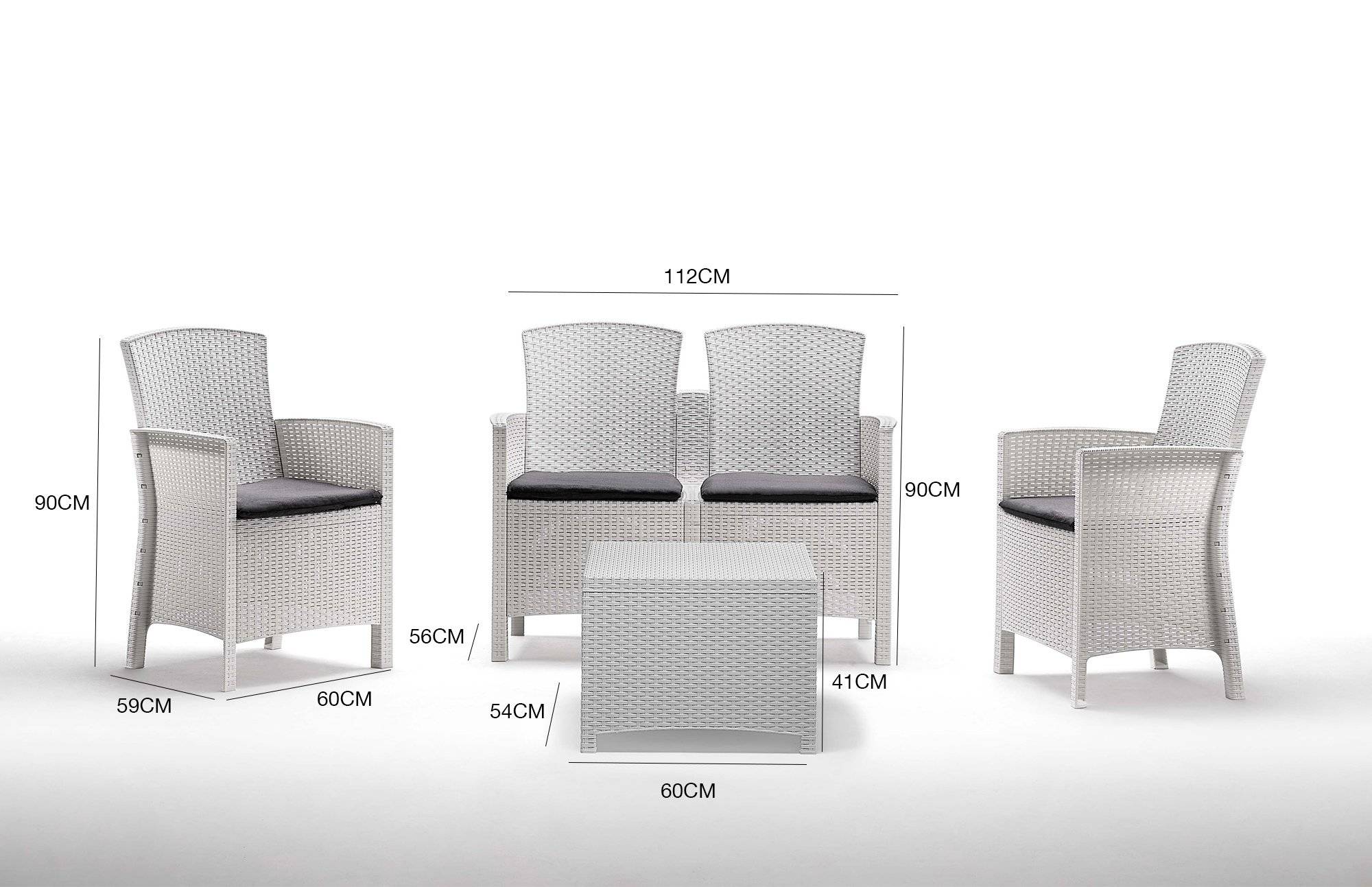 Dmora - Set salon d'extérieur Urano, Salon d'extérieur, Kit terrasse ou jardin, Composition d'un salon d'extérieur, Made in Italy, Blanc - Imagen 3