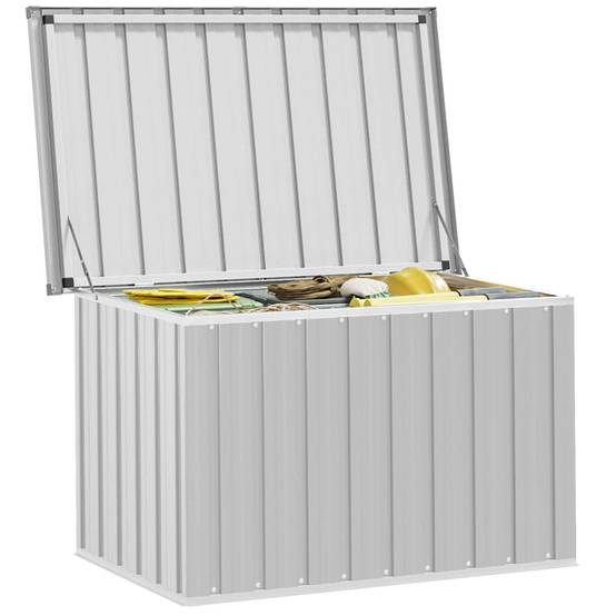 Boîte de Rangement Acier Galvanisé Résistante aux Intempéries pour Jardin Gris 109x67x65 cm – ComfortXL Outdoor Living - Image 4