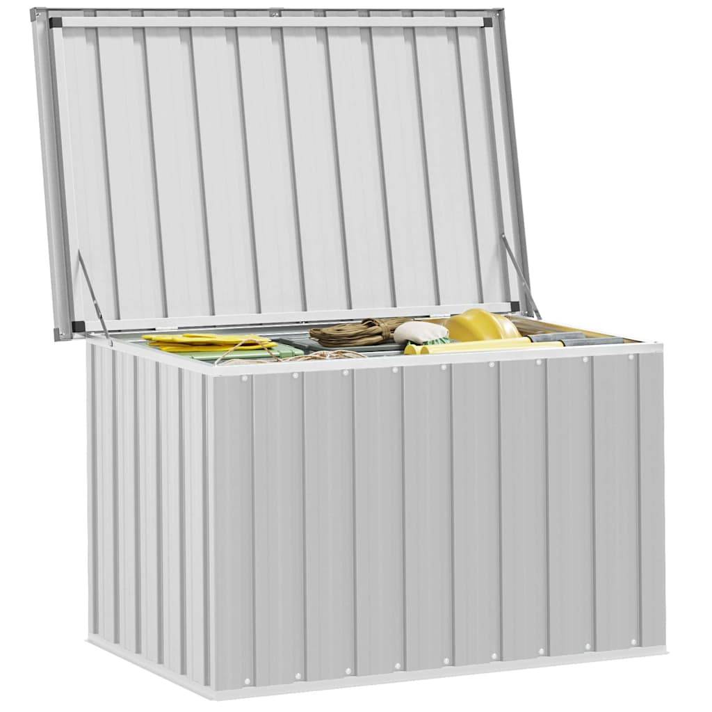 Boîte de Rangement Acier Galvanisé Résistante aux Intempéries pour Jardin Gris 109x67x65 cm – ComfortXL Outdoor Living - Image 4
