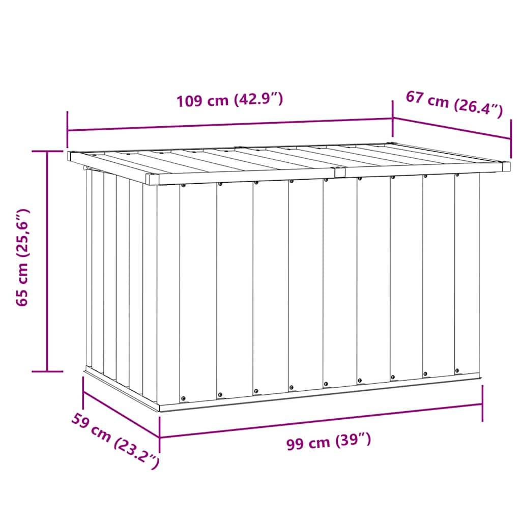 Boîte de Rangement Acier Galvanisé Résistante aux Intempéries pour Jardin Gris 109x67x65 cm – ComfortXL Outdoor Living - Image 5