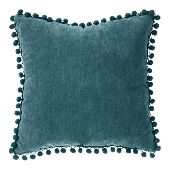 Atmosphera - Coussin pompons "Memories" bleu canard 40x40cm - Atmosphera Créateur d'intérieur - Image 3