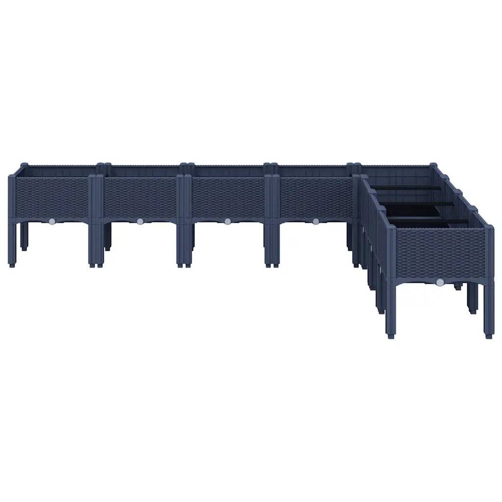 Helloshop26 - Jardinière surélevée design élégant terrasse jardin 200 x 160 x 42 cm en PP bleu gris - Image 2