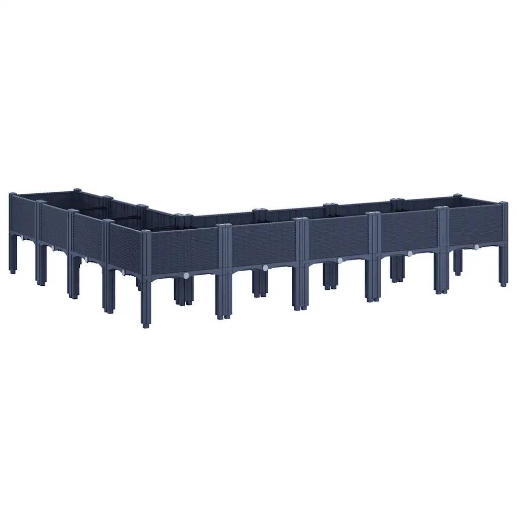 Helloshop26 - Jardinière surélevée design élégant terrasse jardin 200 x 160 x 42 cm en PP bleu gris - Image 4