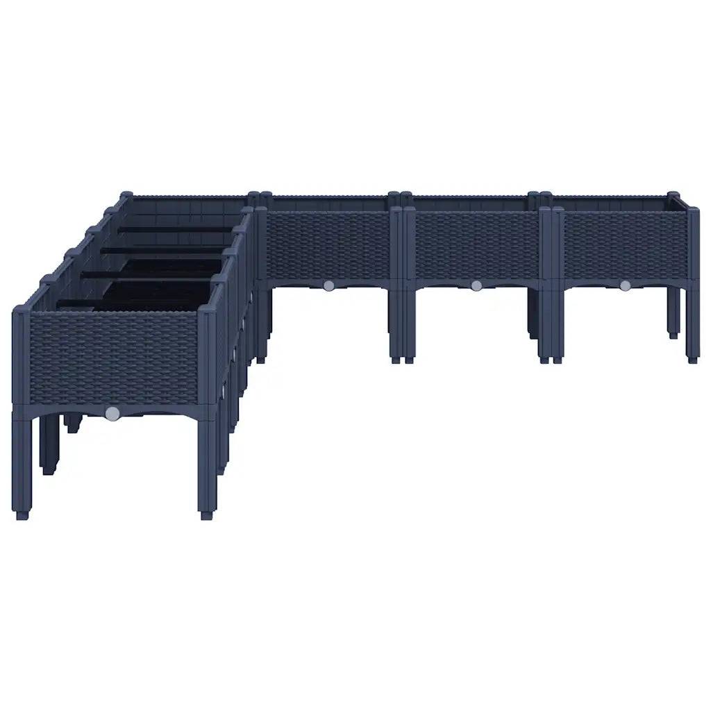 Helloshop26 - Jardinière surélevée design élégant terrasse jardin 200 x 160 x 42 cm en PP bleu gris - Image 3