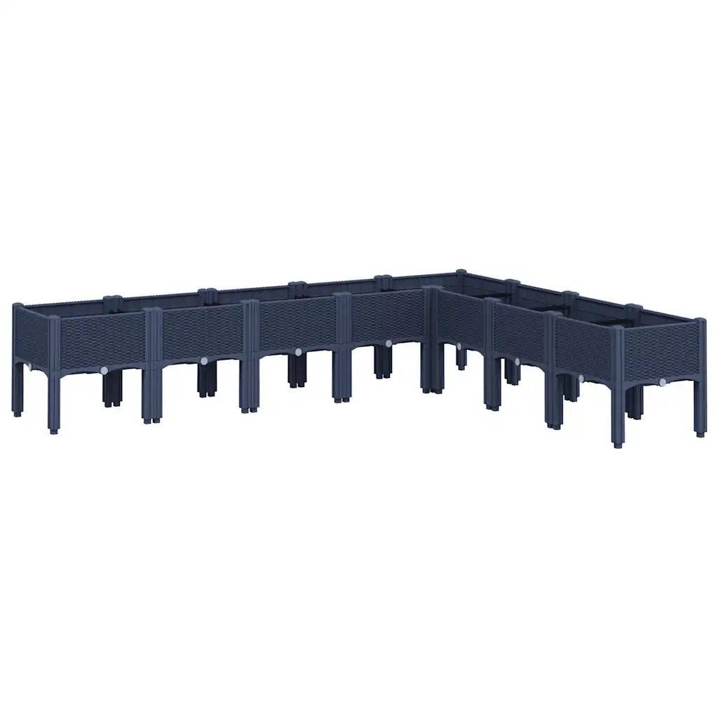 Helloshop26 - Jardinière surélevée design élégant terrasse jardin 200 x 160 x 42 cm en PP bleu gris - Image 1