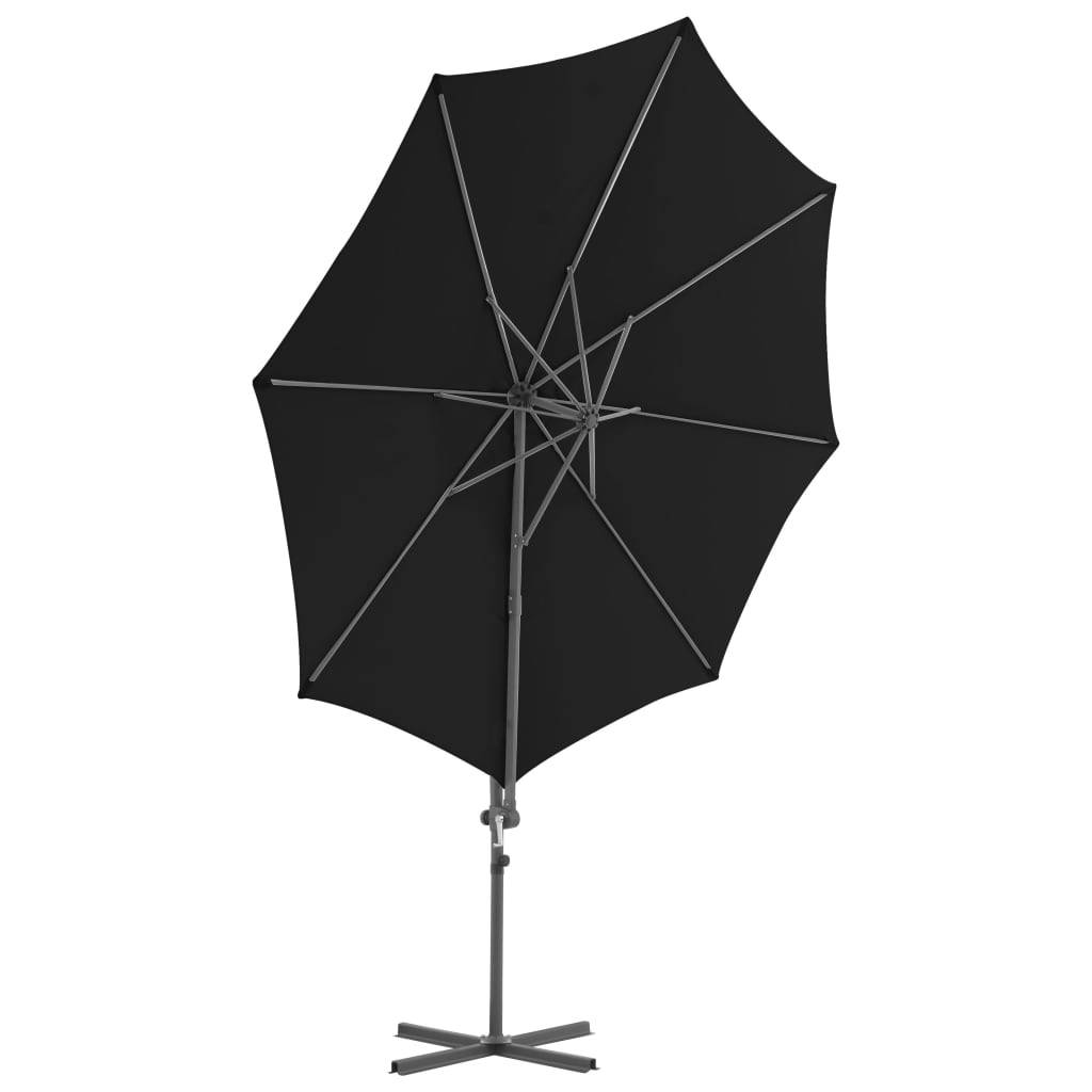 Helloshop26 - Parasol mobilier de jardin déporté avec mât en acier 300 cm noir - Imagen 3