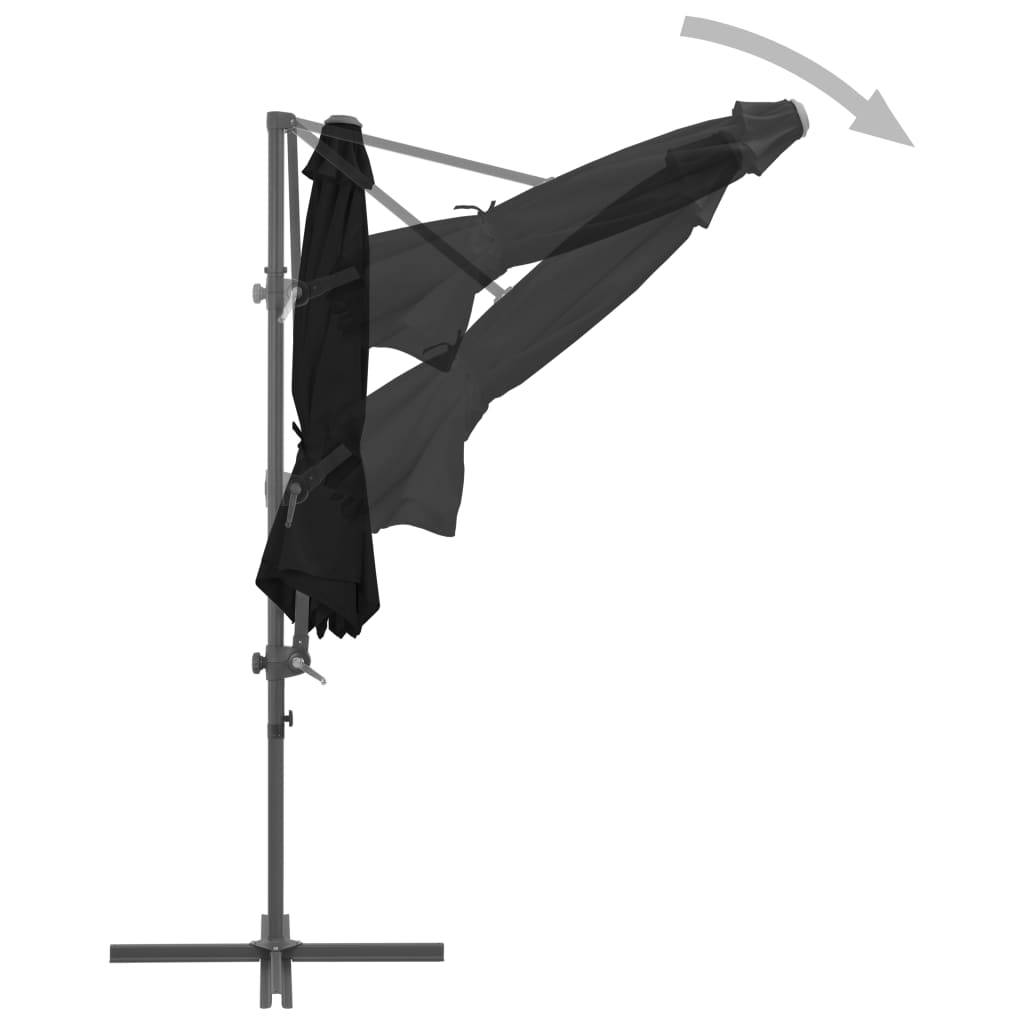 Helloshop26 - Parasol mobilier de jardin déporté avec mât en acier 300 cm noir - Imagen 5