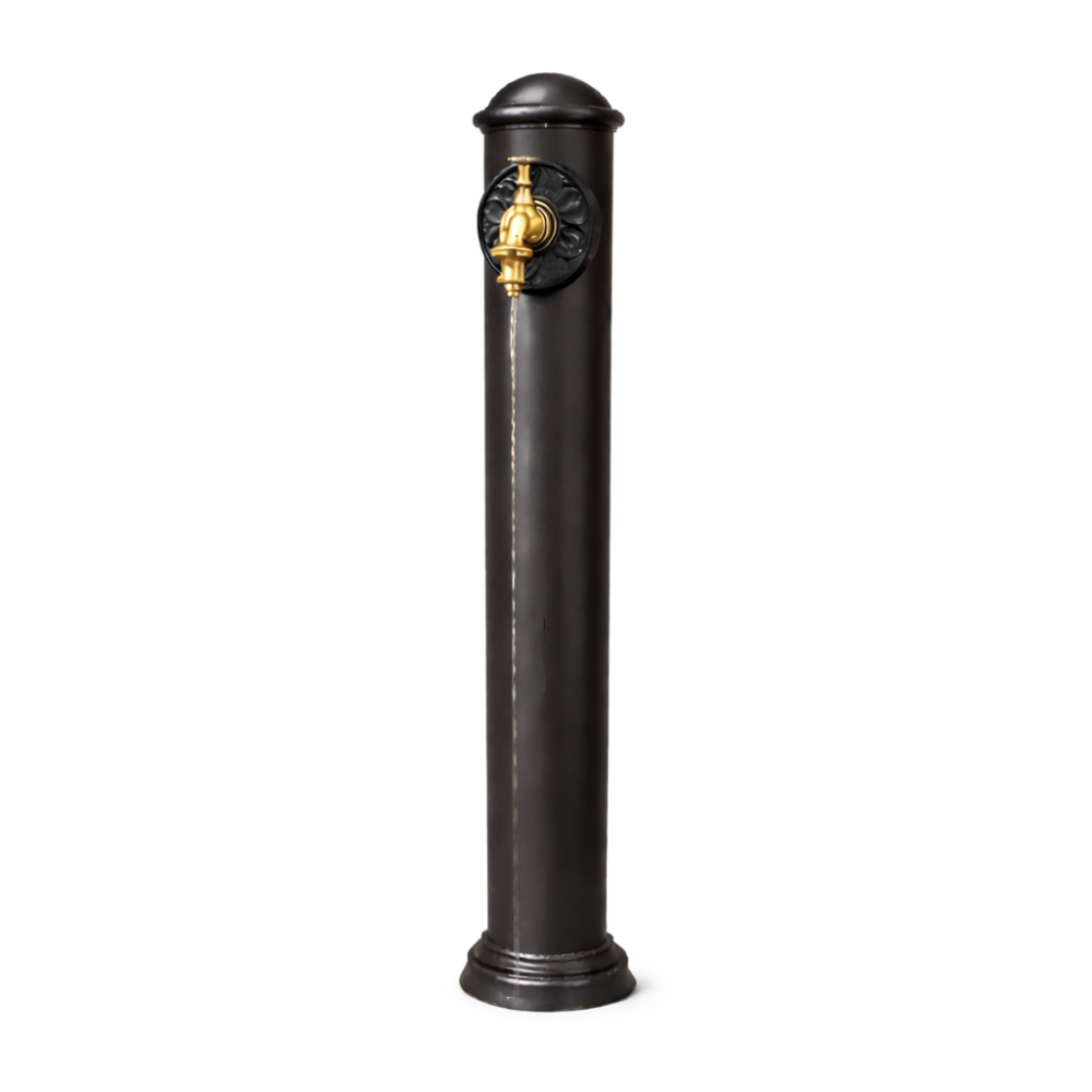 Fontaine de jardin extérieur cylindrique en fonte noire 90cm Chemin de campagne - Image 1